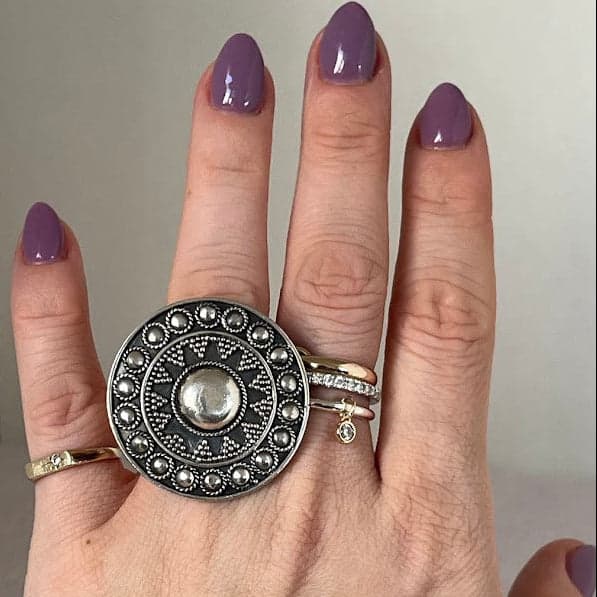 Vintage Silver Shield Ring from Paris, France - Thumbnail 6