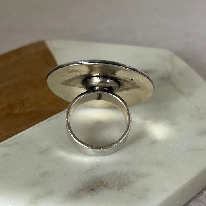 Vintage Silver Shield Ring from Paris, France - Thumbnail 4