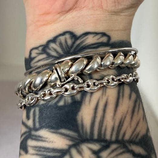 Sterling Silver Bezel Set CZ Cuff - Thumbnail 4