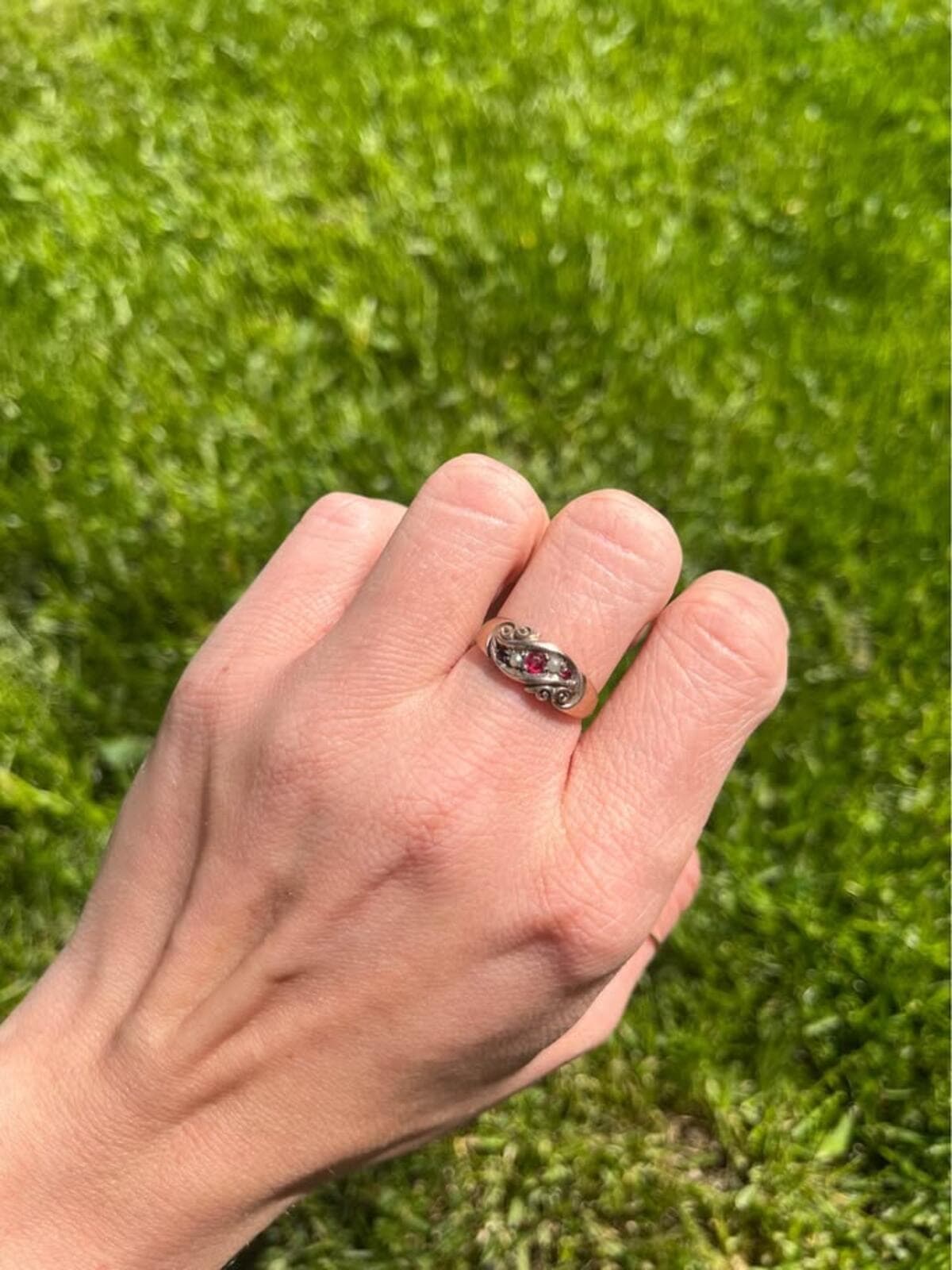 Vintage 10K Gold Victorian Era Ring - 2.96g - Size 7.5 - Thumbnail 2