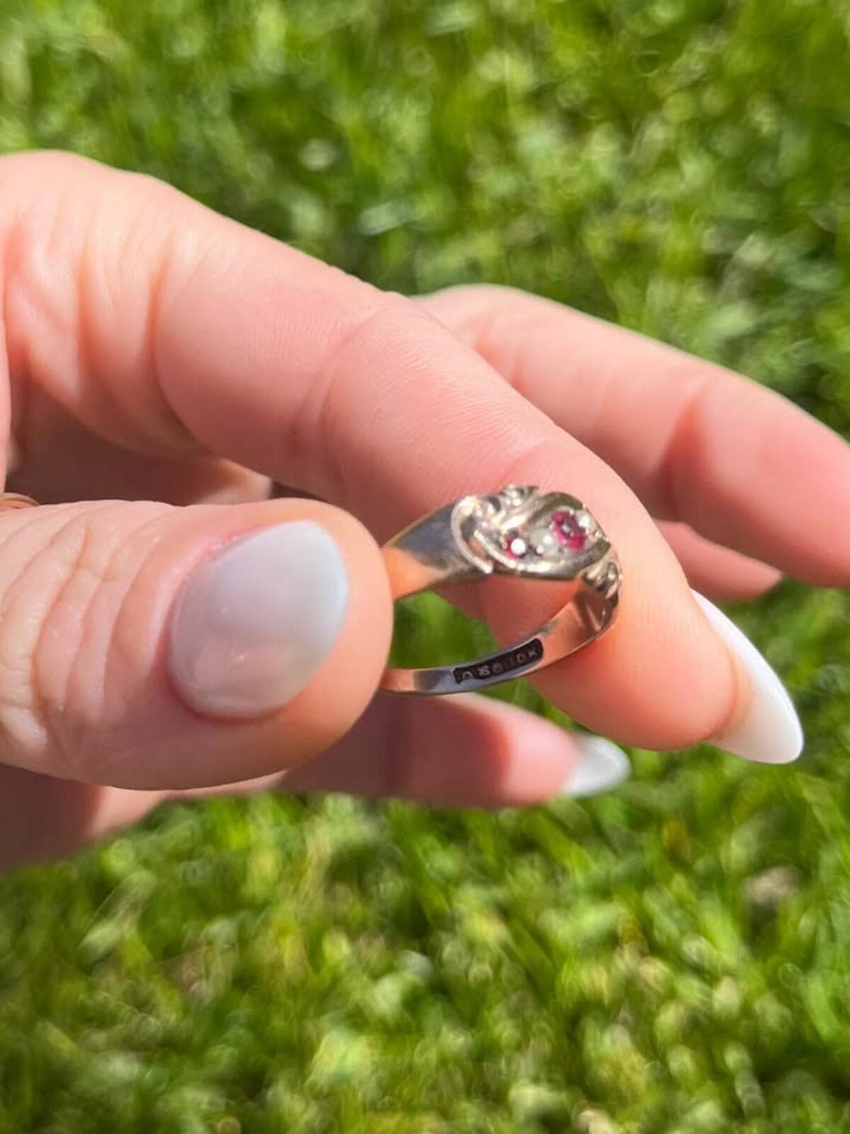 Vintage 10K Gold Victorian Era Ring - 2.96g - Size 7.5 - Thumbnail 3