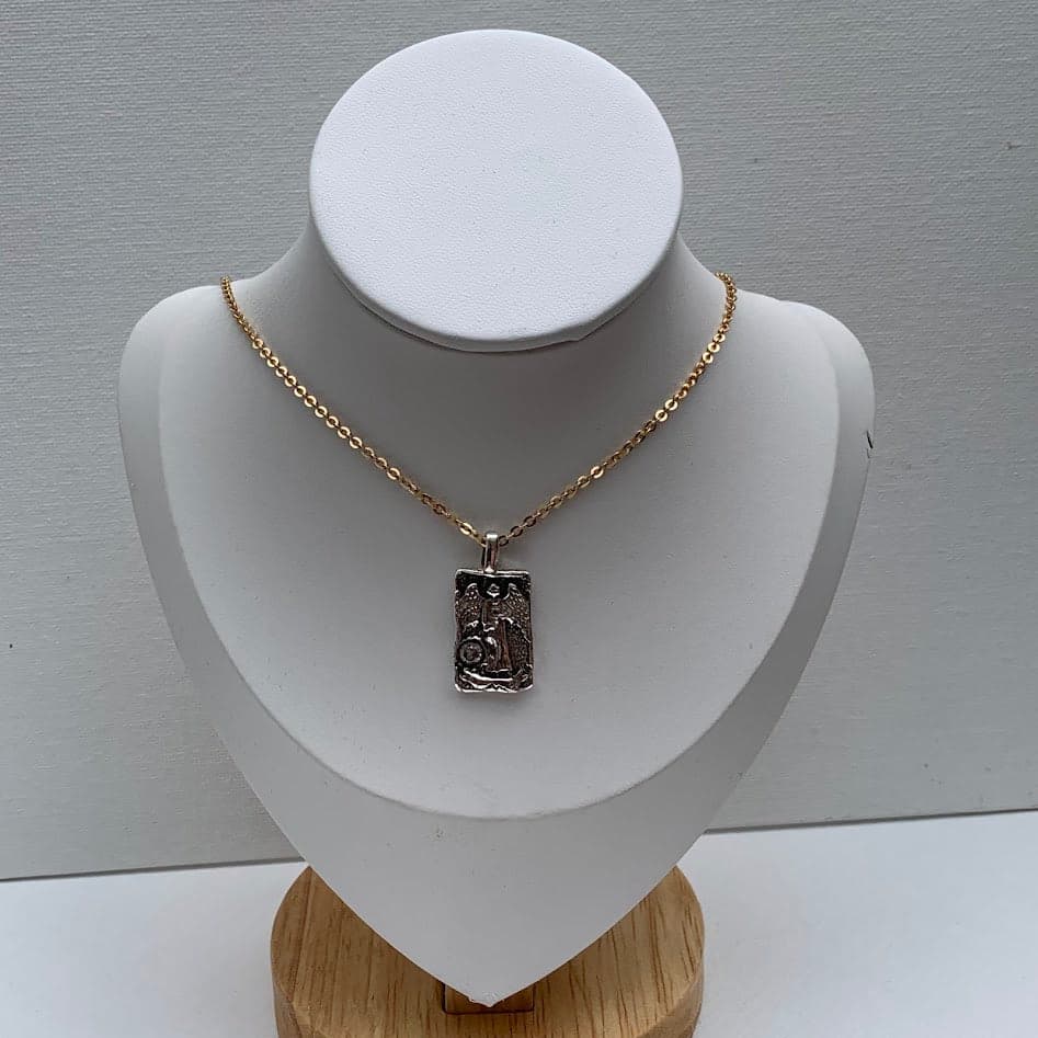 The Hermit | Handmade .999 Fine Silver Tarot-Inspired Pendant | CZ Accent - Thumbnail 4