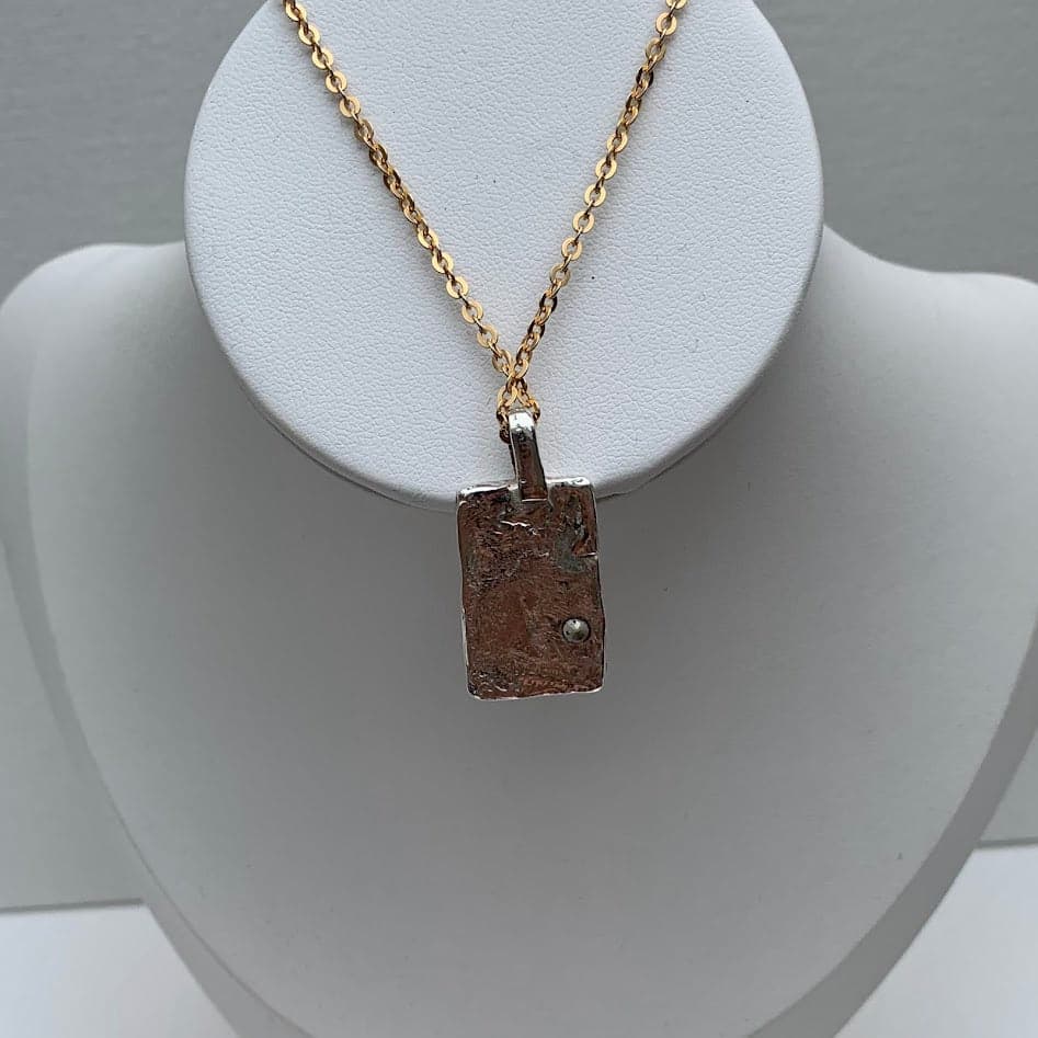 The Hermit | Handmade .999 Fine Silver Tarot-Inspired Pendant | CZ Accent - Thumbnail 3