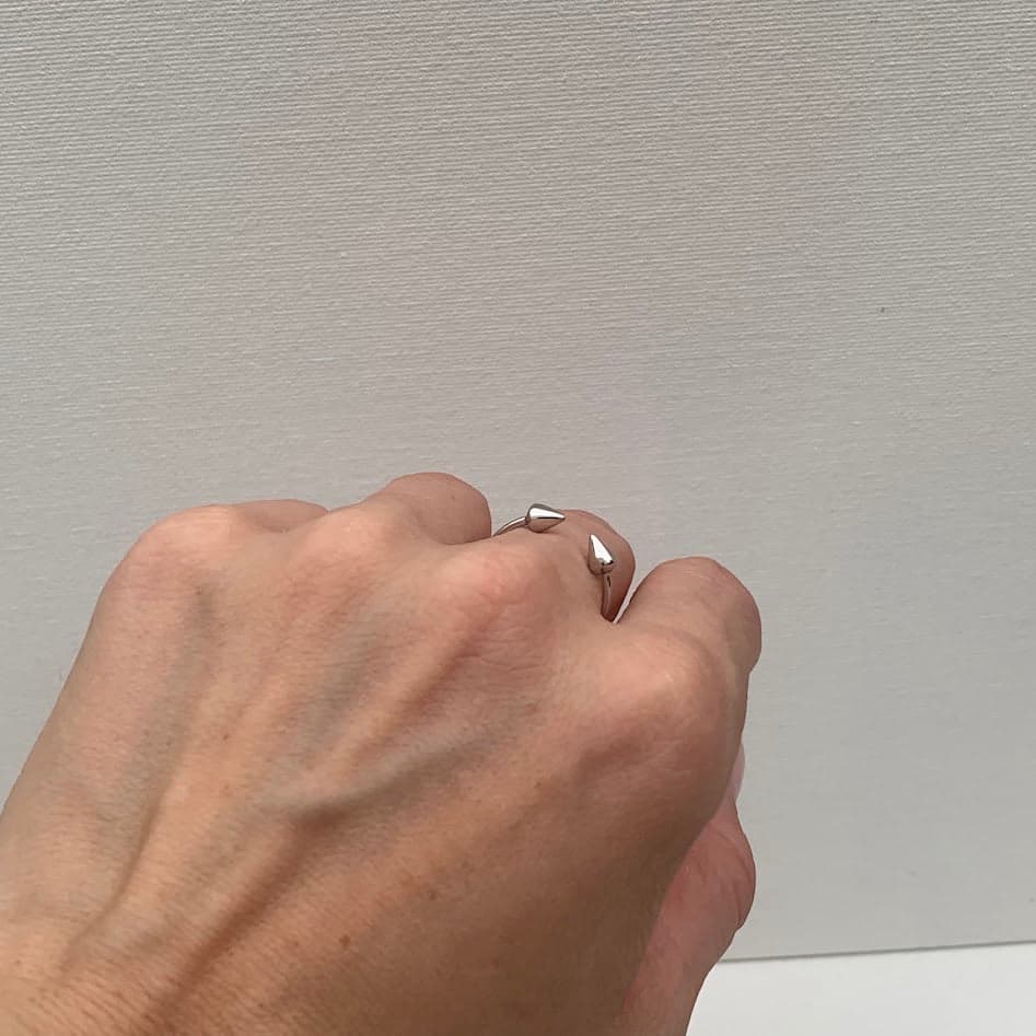 Sterling Silver Spike Open Ring | Minimalist Adjustable Ring - Thumbnail 4