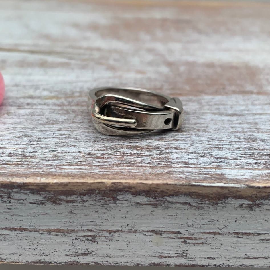 Vintage Heavy Sterling Silver Belt Buckle Ring | Size 5.75 - Thumbnail 4