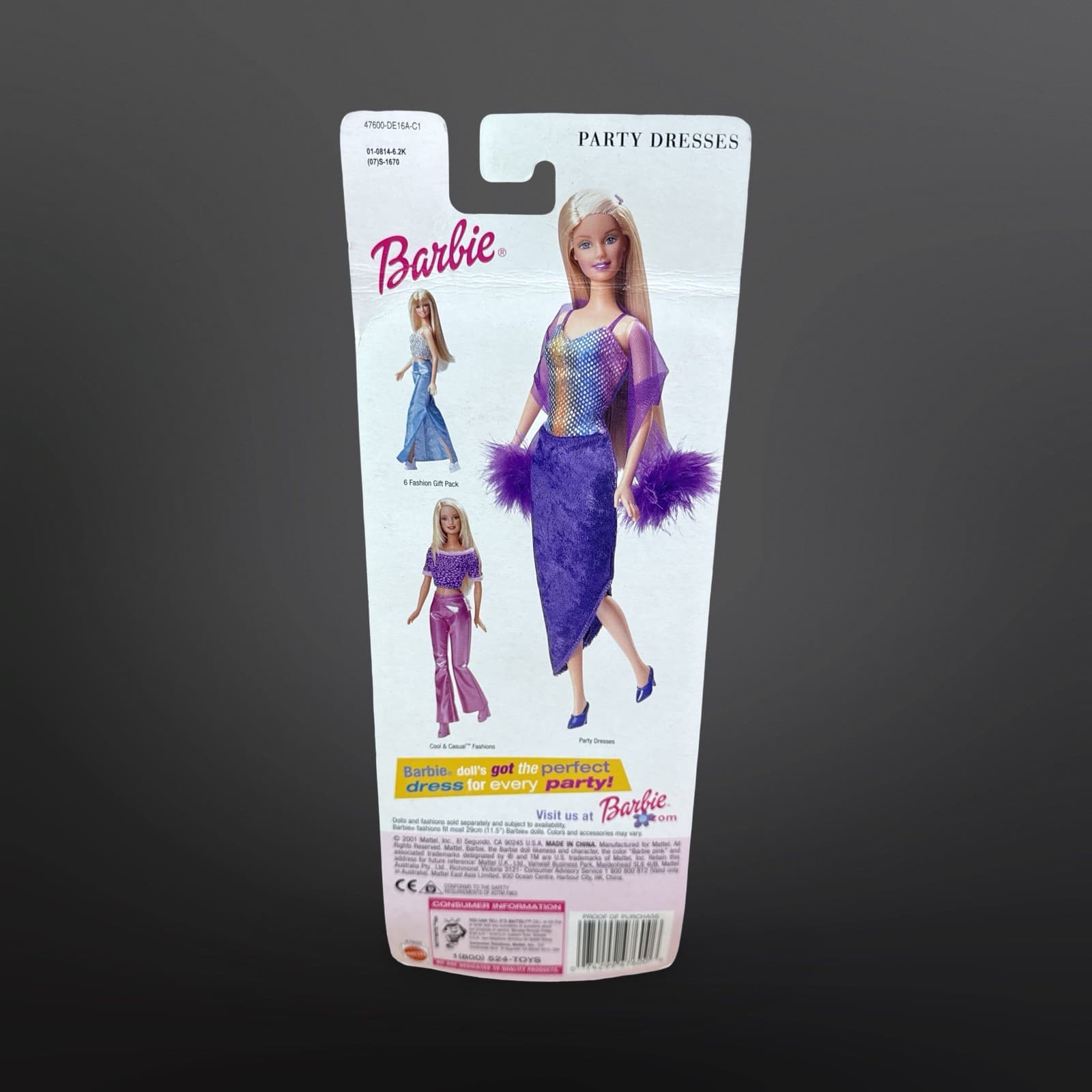 NOS Barbie Purple Party Dress Fashion Outfit By Mattel - 2001 - Thumbnail 3