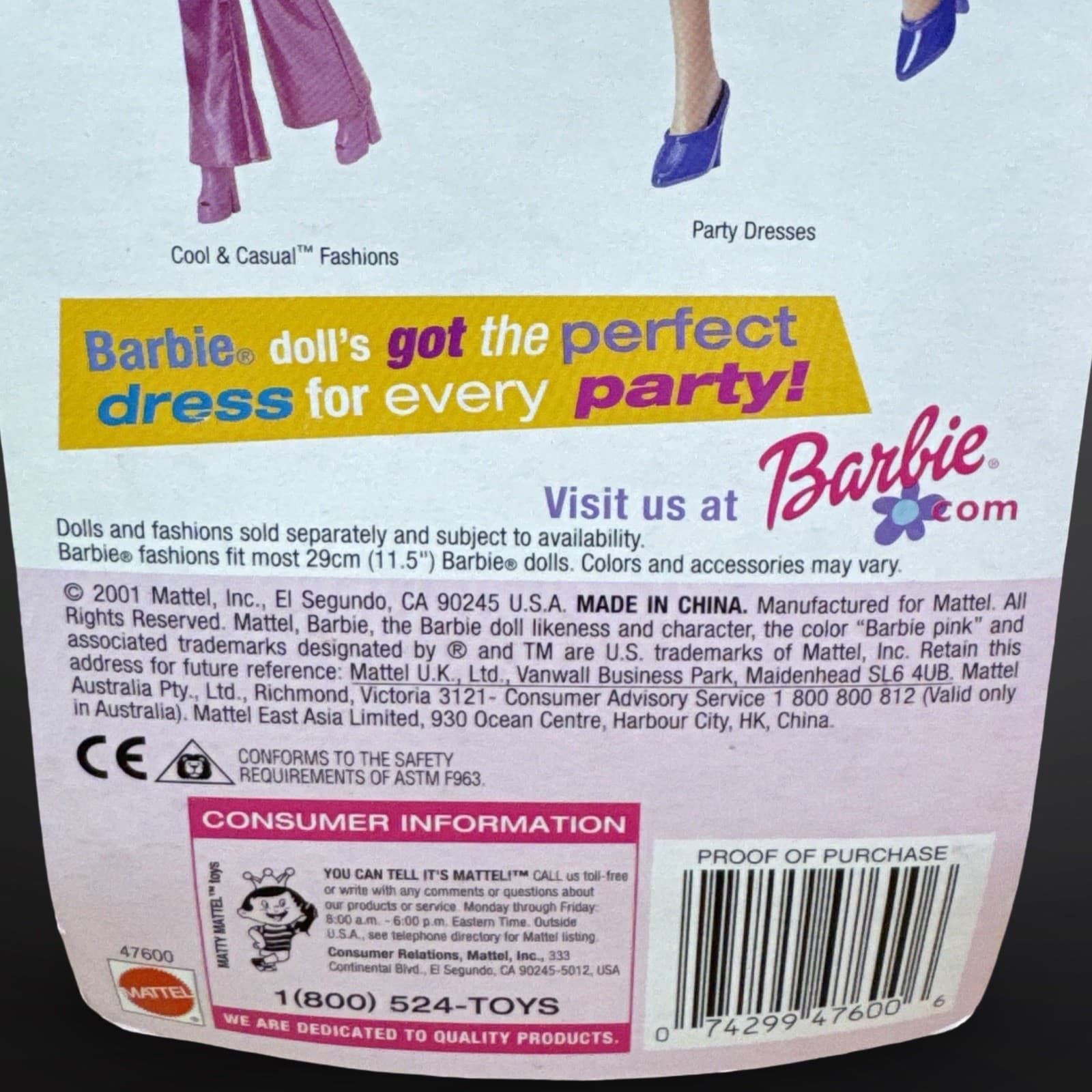 NOS Barbie Purple Party Dress Fashion Outfit By Mattel - 2001 - Thumbnail 4