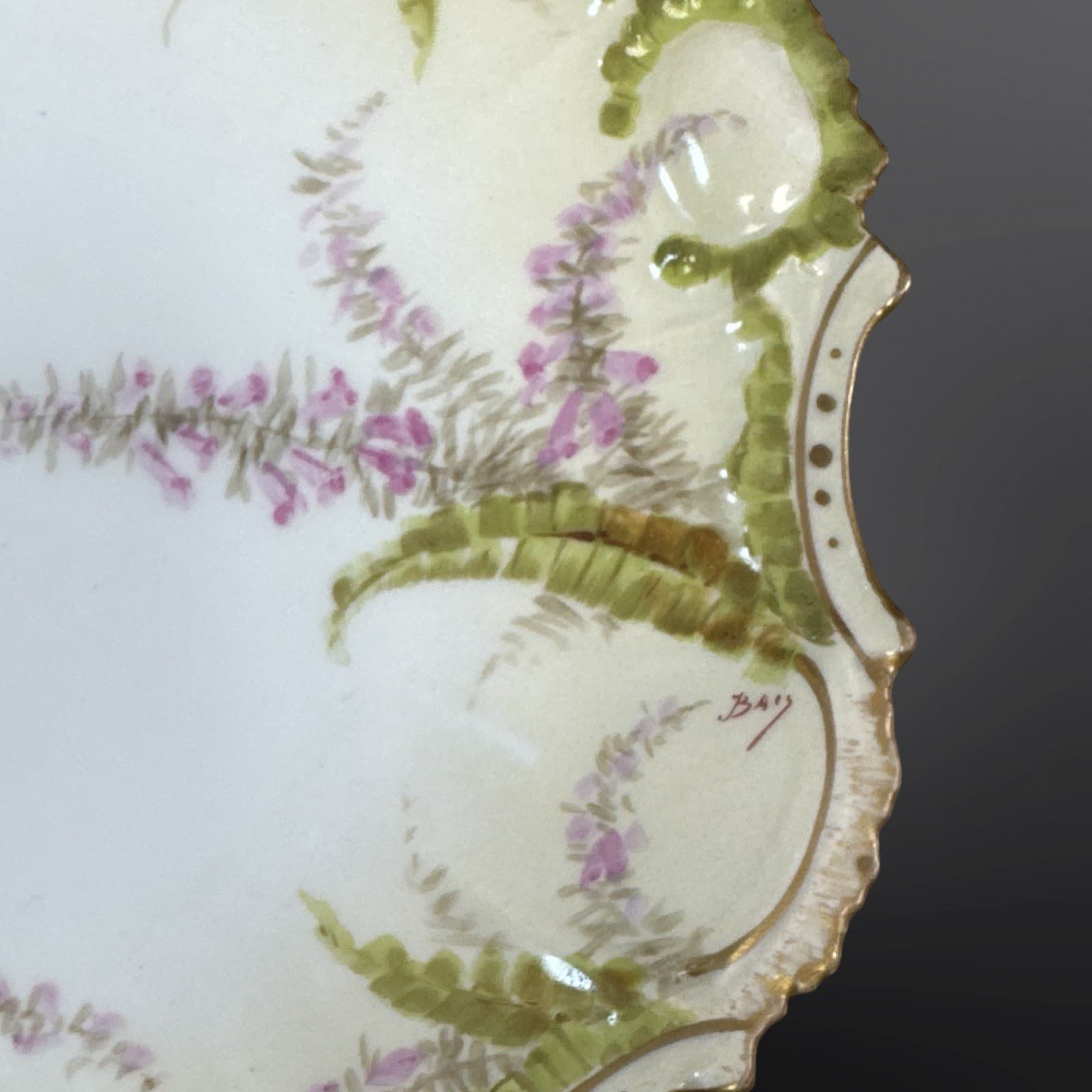 Antique LDBC Flambeau Limoges France Hand Painted Florals Plate Signed Bay - Thumbnail 5