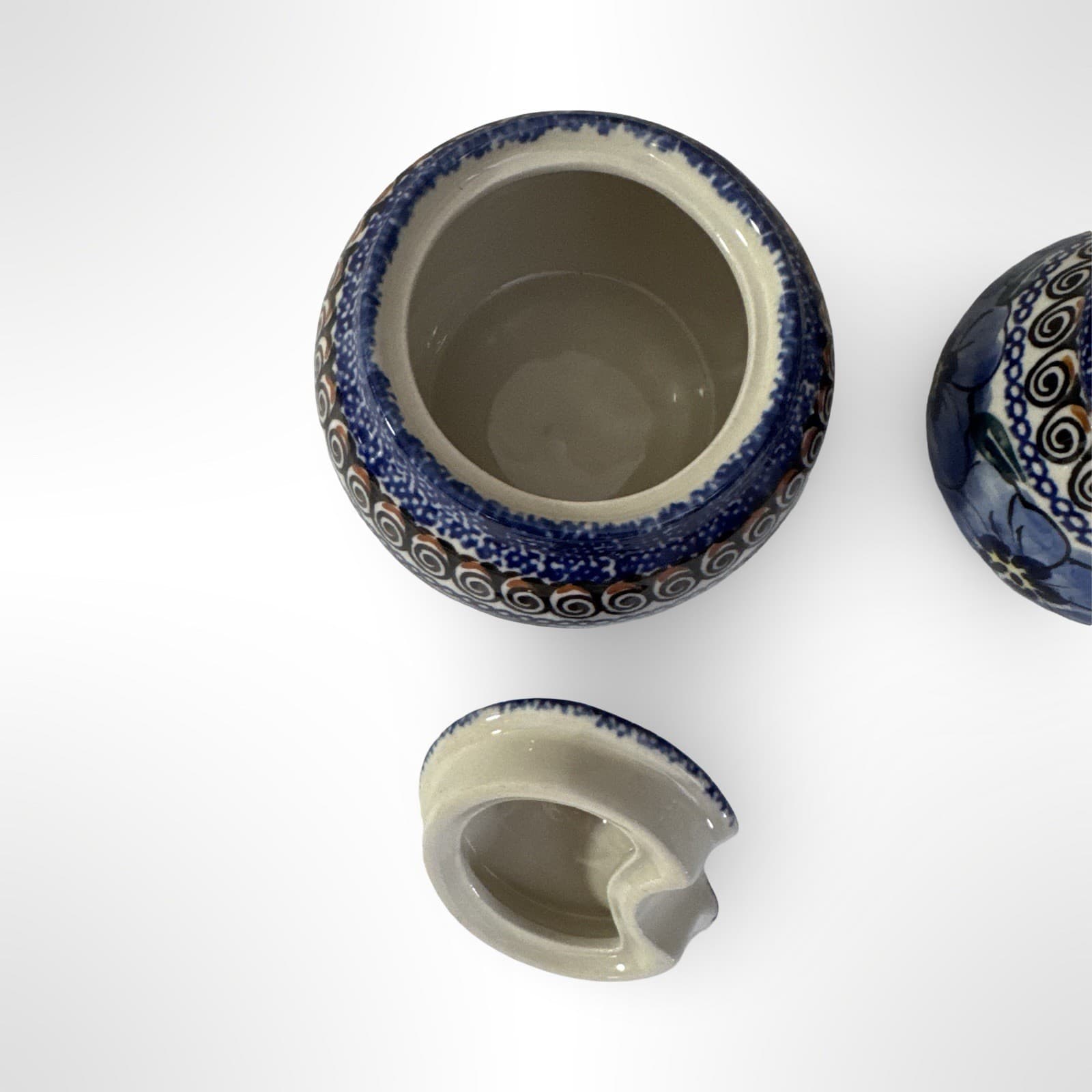 Handmade Polish Pottery Regal Bouquet Unikat Design Cream & Sugar Signed - Thumbnail 6