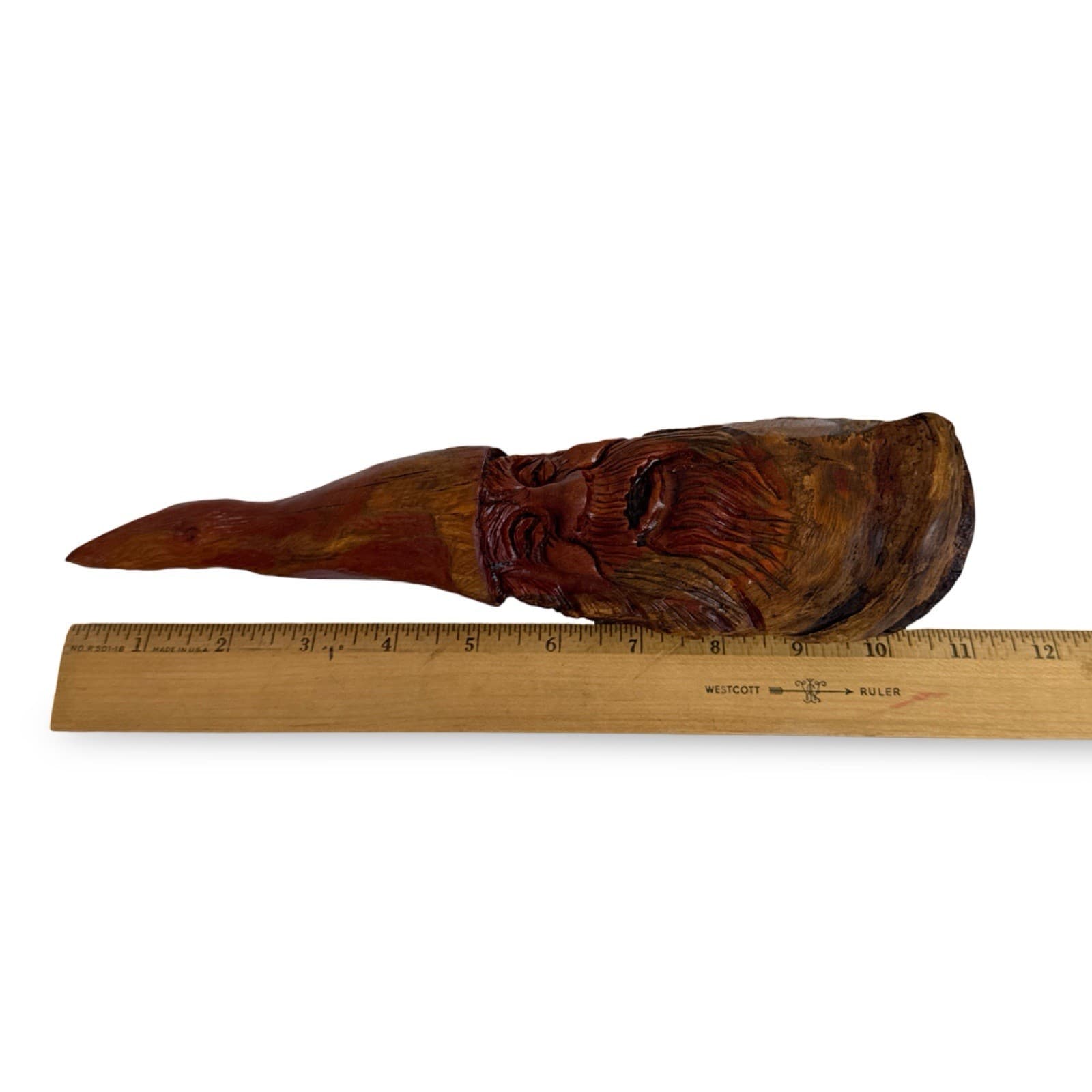 Hand Carved Wood Spirit Gnome Forest Man Face Wall Hanging Artist Signed - Thumbnail 8