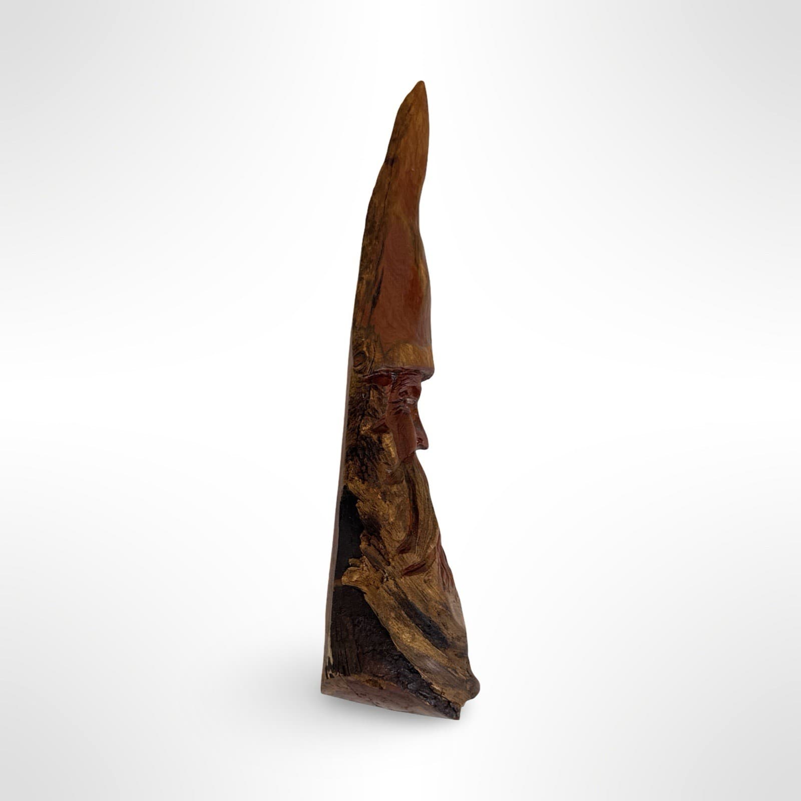 Hand Carved Wood Spirit Gnome Forest Man Face Wall Hanging Artist Signed - Thumbnail 2