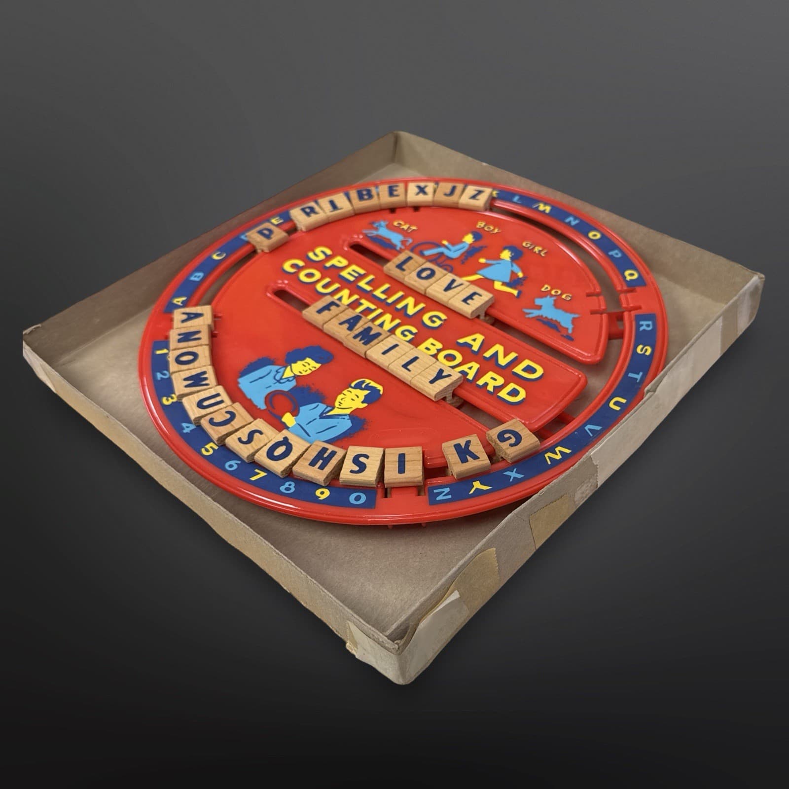 BAR-ZIM Spelling and Counting Board with Wooden Tiles Vintage Learning Toy Game - Thumbnail 3