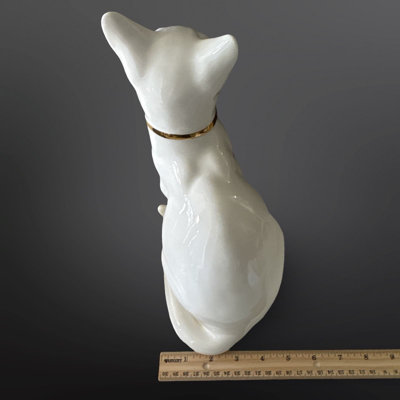 Vintage Lladro Hispania Daisa Porcelain Cat White with Gold 1984 10.25” H - Thumbnail 11