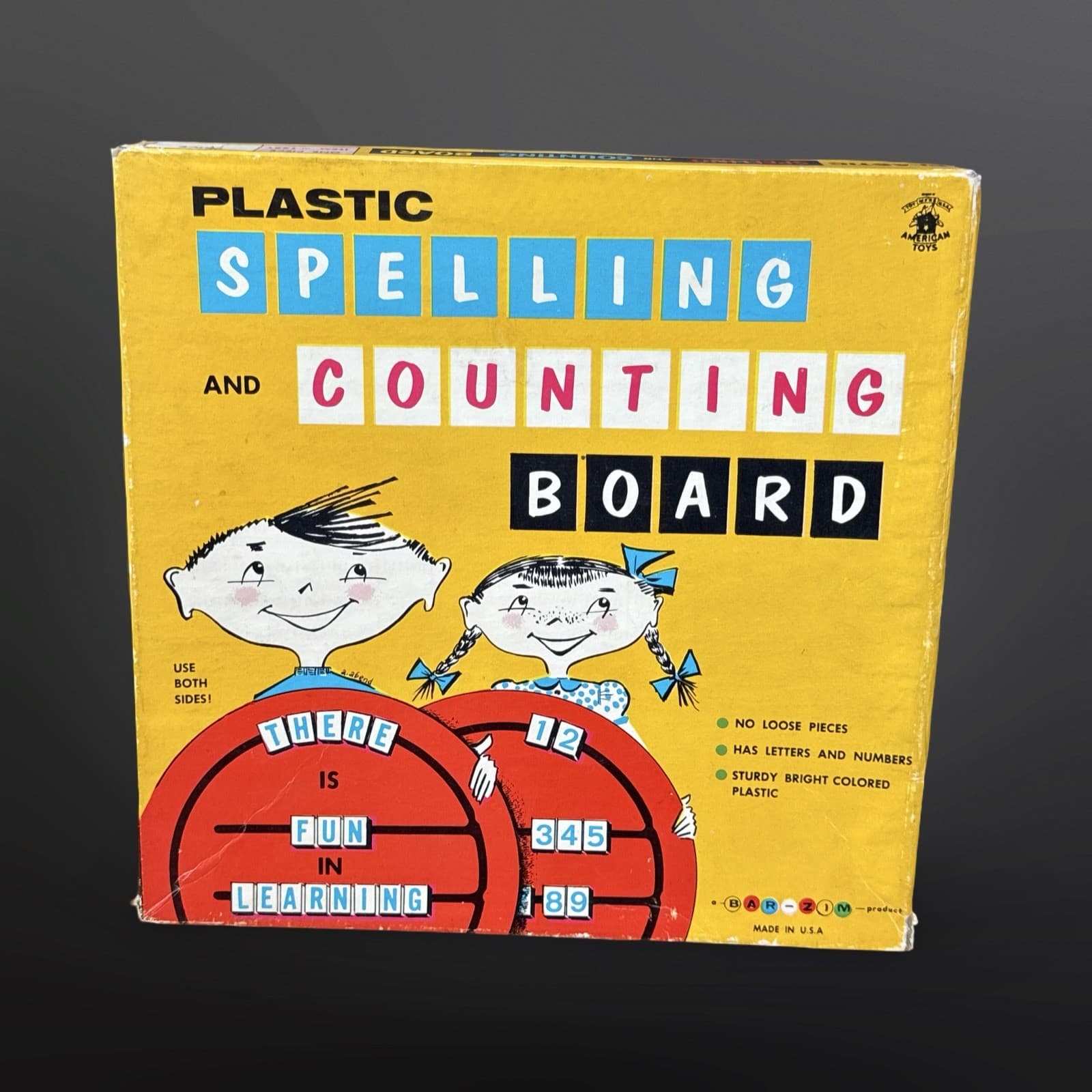 BAR-ZIM Spelling and Counting Board with Wooden Tiles Vintage Learning Toy Game - Thumbnail 4