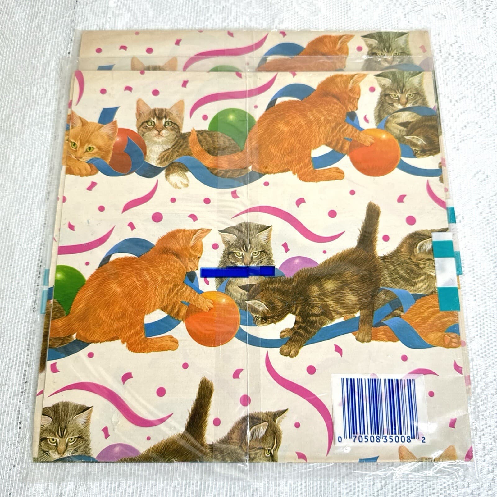 Vintage CLEO Gift Wrap Wrapping Paper 2 Sheets All Occasion Cats NOS - Thumbnail 2