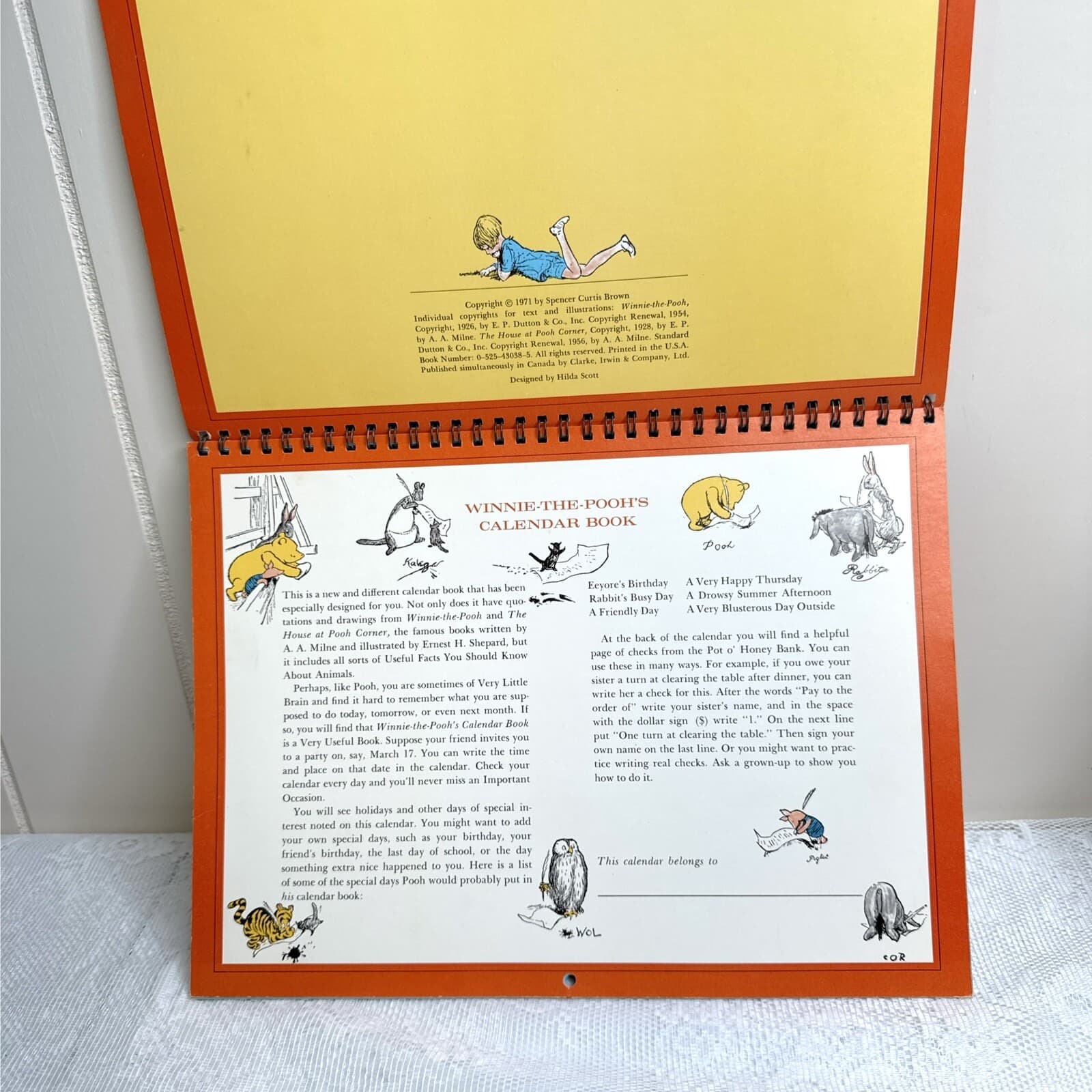 RARE Vintage LEAP YEAR 1972 Winnie-The-Pooh’s Calendar Book - Thumbnail 3