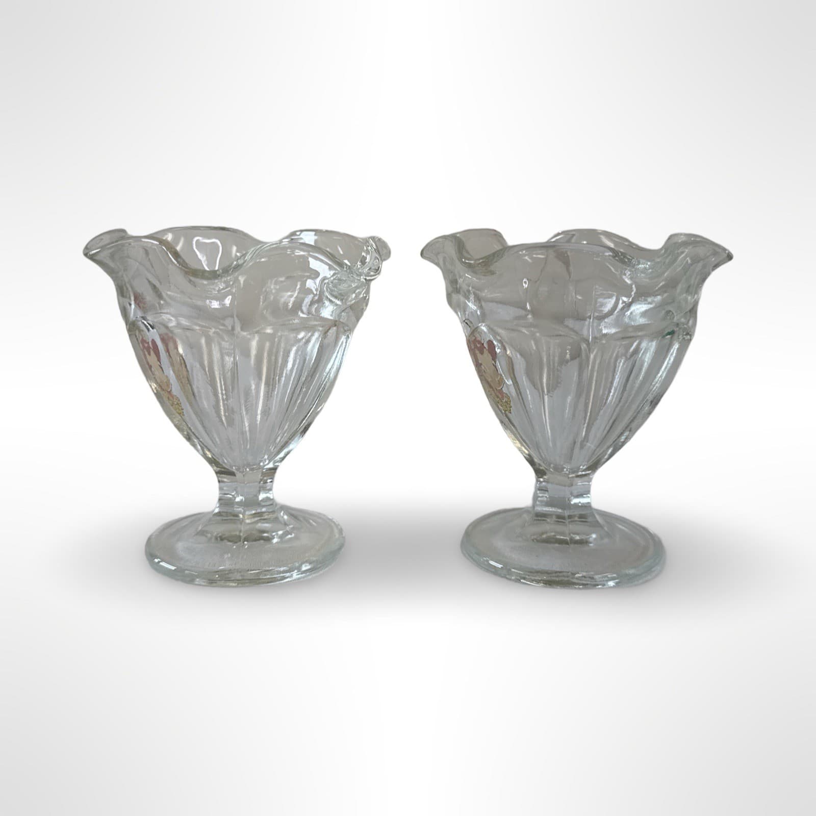 Borden’s Elsie The Cow Ice Cream Sundae Glass Cups Pair Vintage EUC, No issues - Thumbnail 2