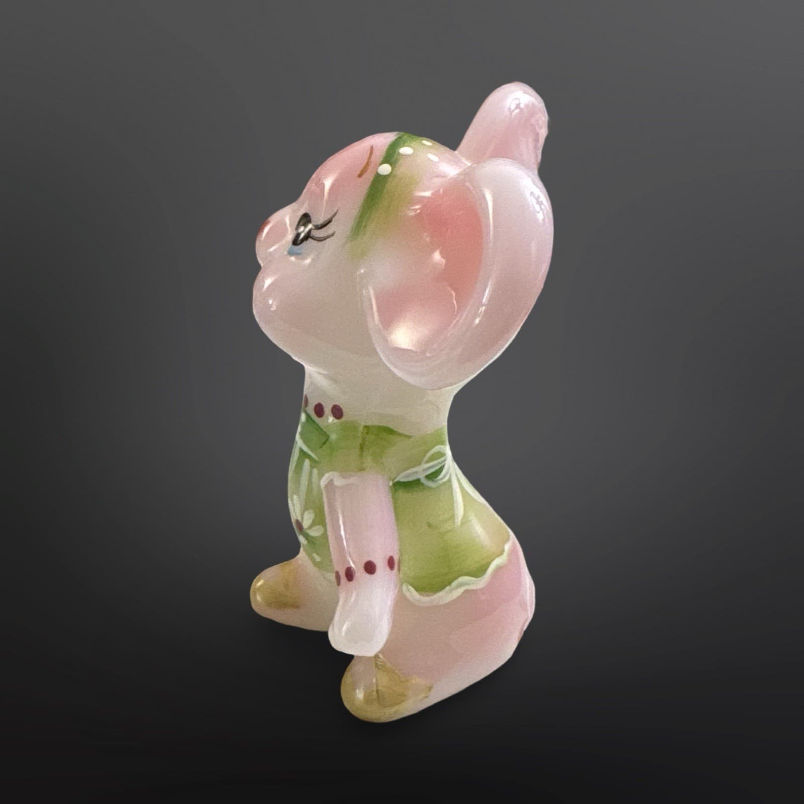 Fenton Glass Hand Painted Rosalene Mouse Figurine Signed S. Stephens - Thumbnail 2
