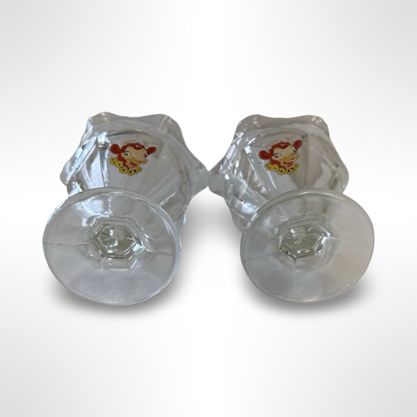 Borden’s Elsie The Cow Ice Cream Sundae Glass Cups Pair Vintage EUC, No issues - Thumbnail 6