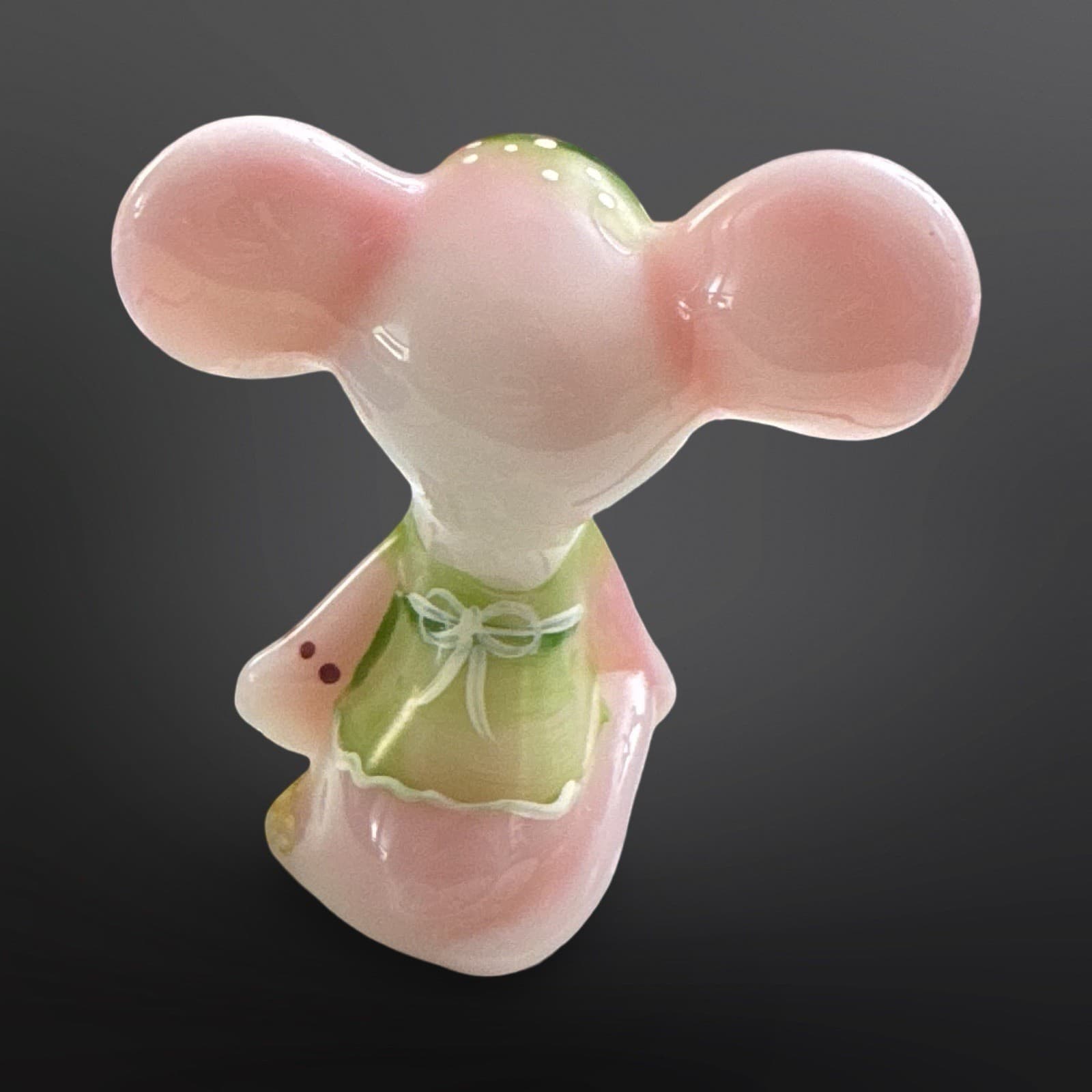 Fenton Glass Hand Painted Rosalene Mouse Figurine Signed S. Stephens - Thumbnail 3