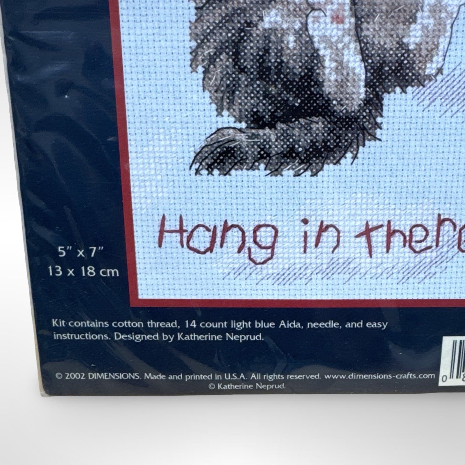 Vintage Jiffy Sunset Counted Cross Stitch 16734 Hang On Kitty 5x7” 2002 NIP - Thumbnail 2