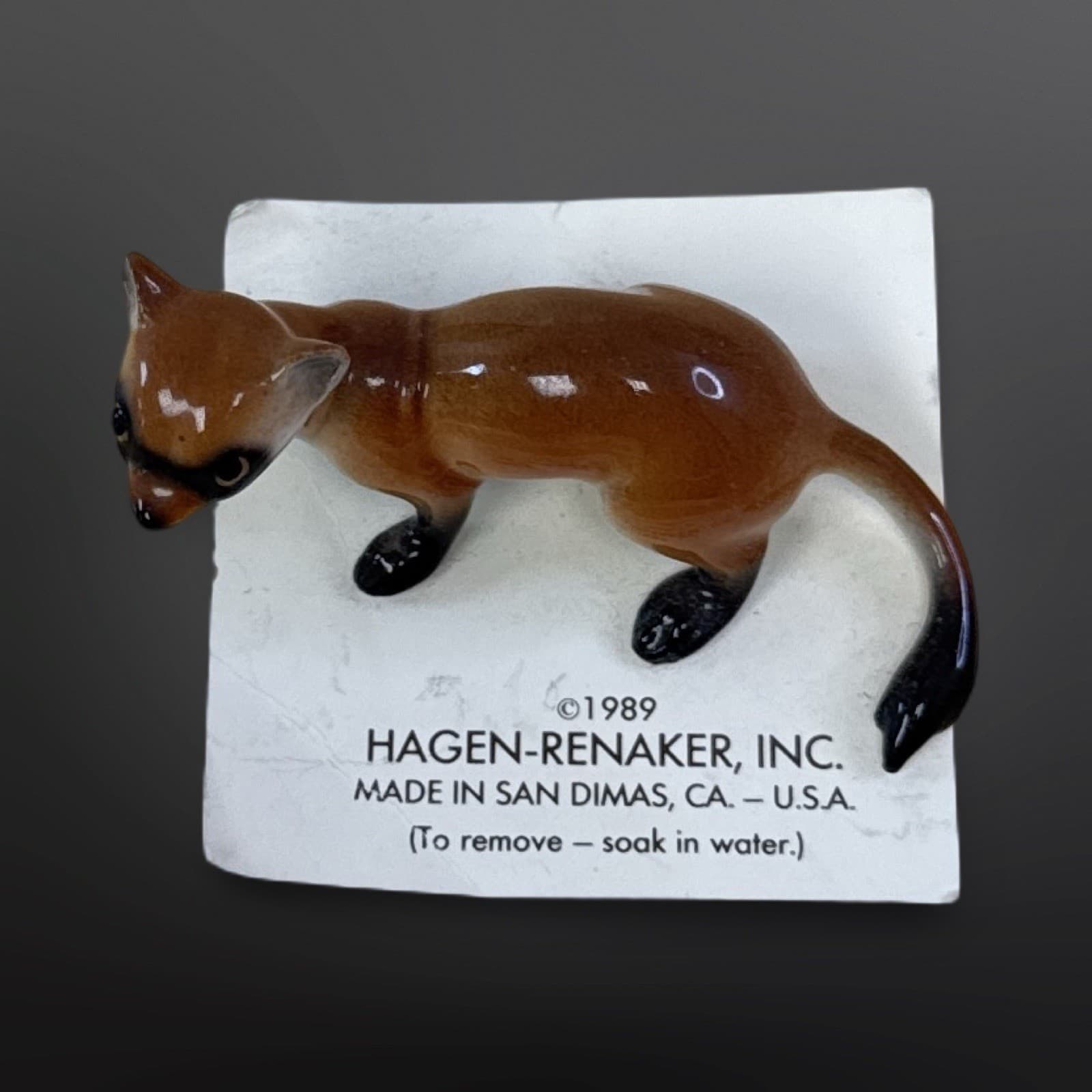 Retired Hagen Renaker Black Footed Ferret On Card 1989 HTF - Thumbnail 6