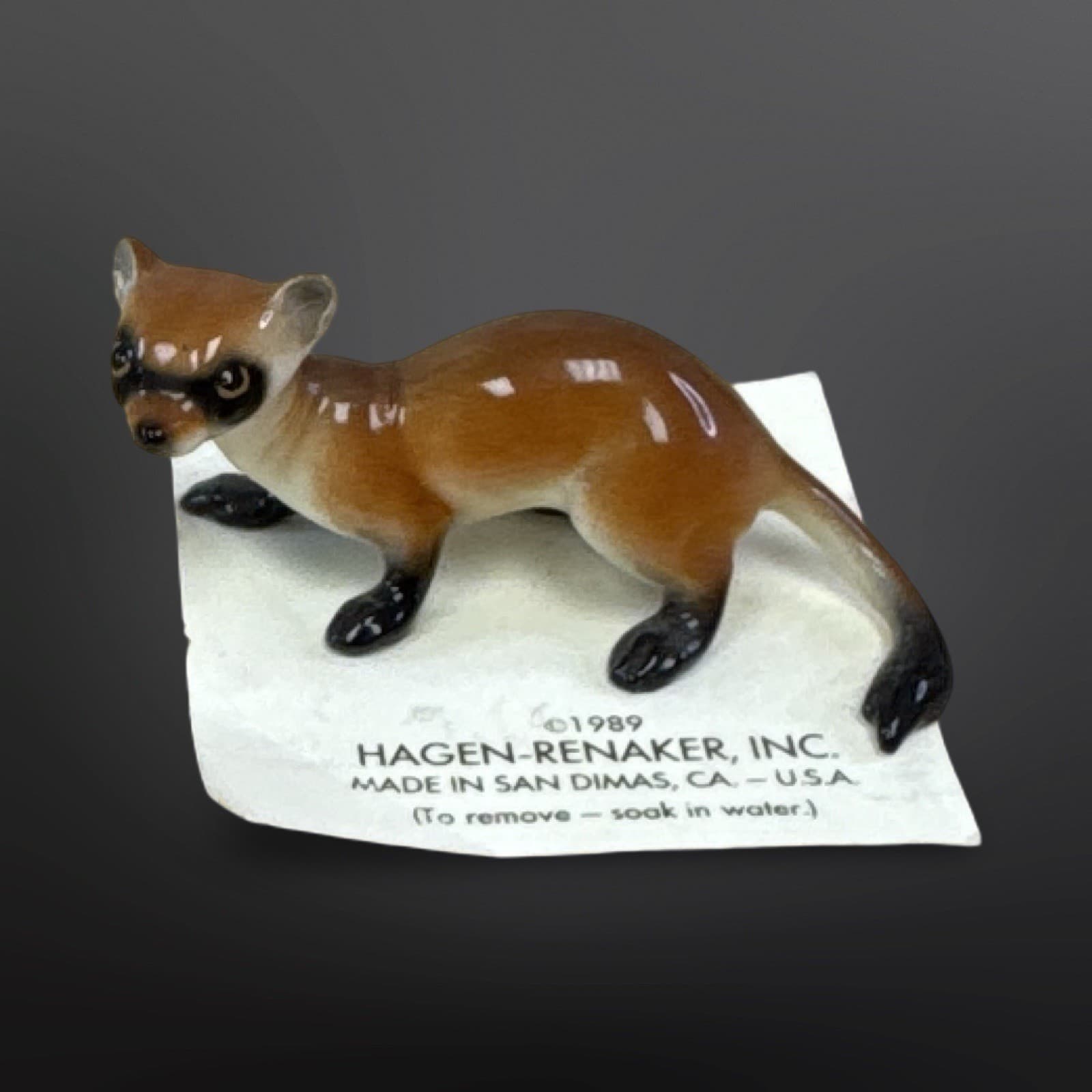 Retired Hagen Renaker Black Footed Ferret On Card 1989 HTF - Thumbnail 2