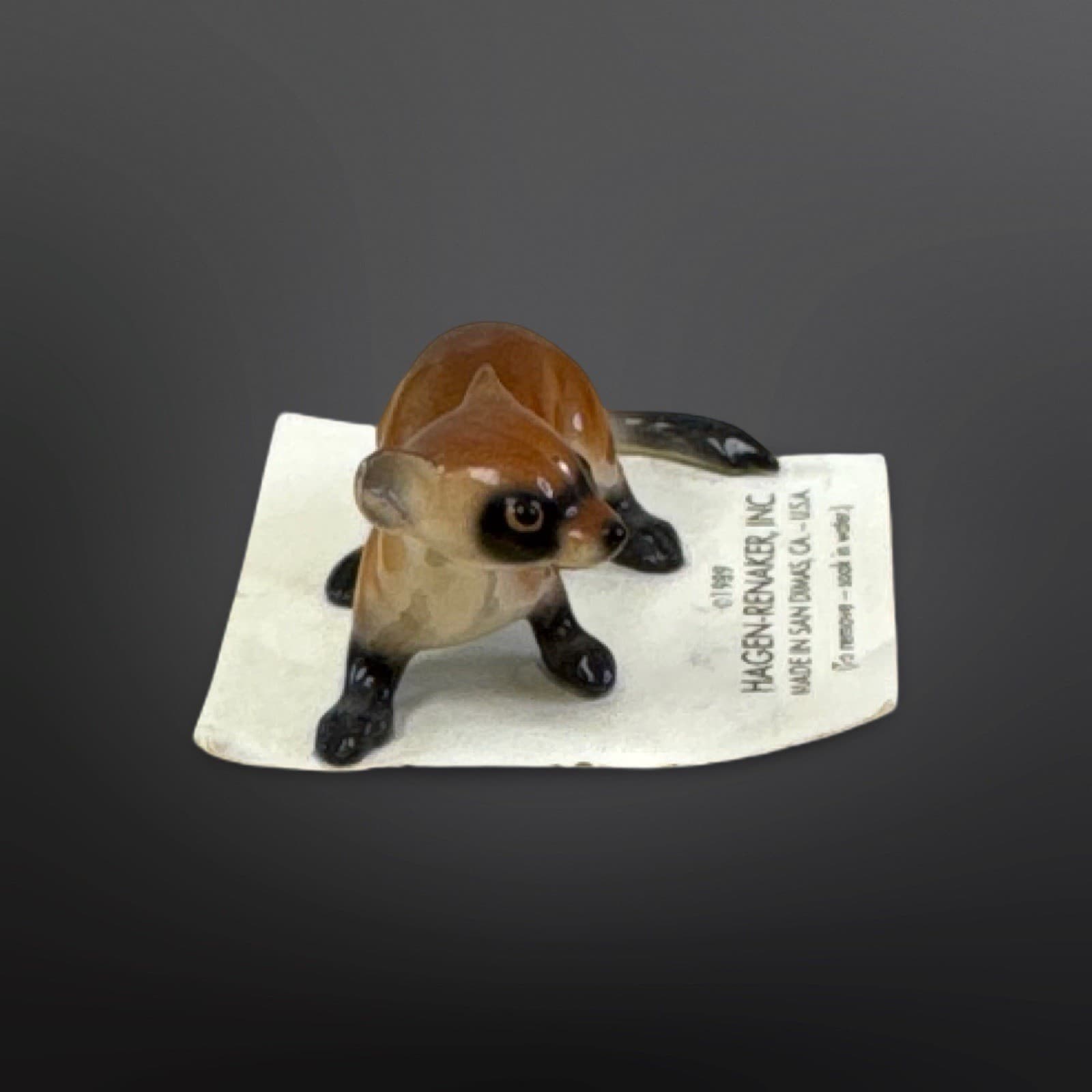 Retired Hagen Renaker Black Footed Ferret On Card 1989 HTF - Thumbnail 3
