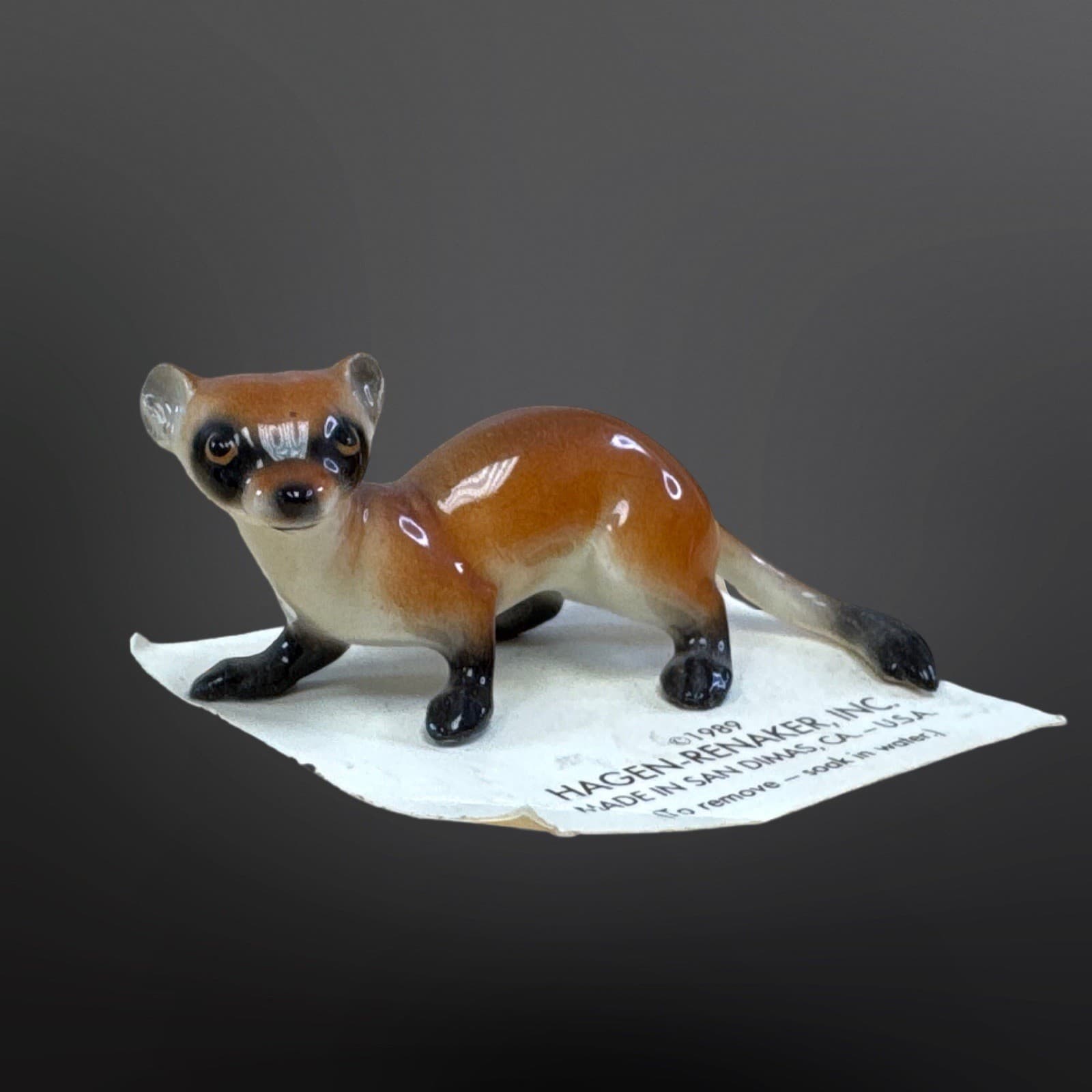 Retired Hagen Renaker Black Footed Ferret On Card 1989 HTF - Thumbnail 8