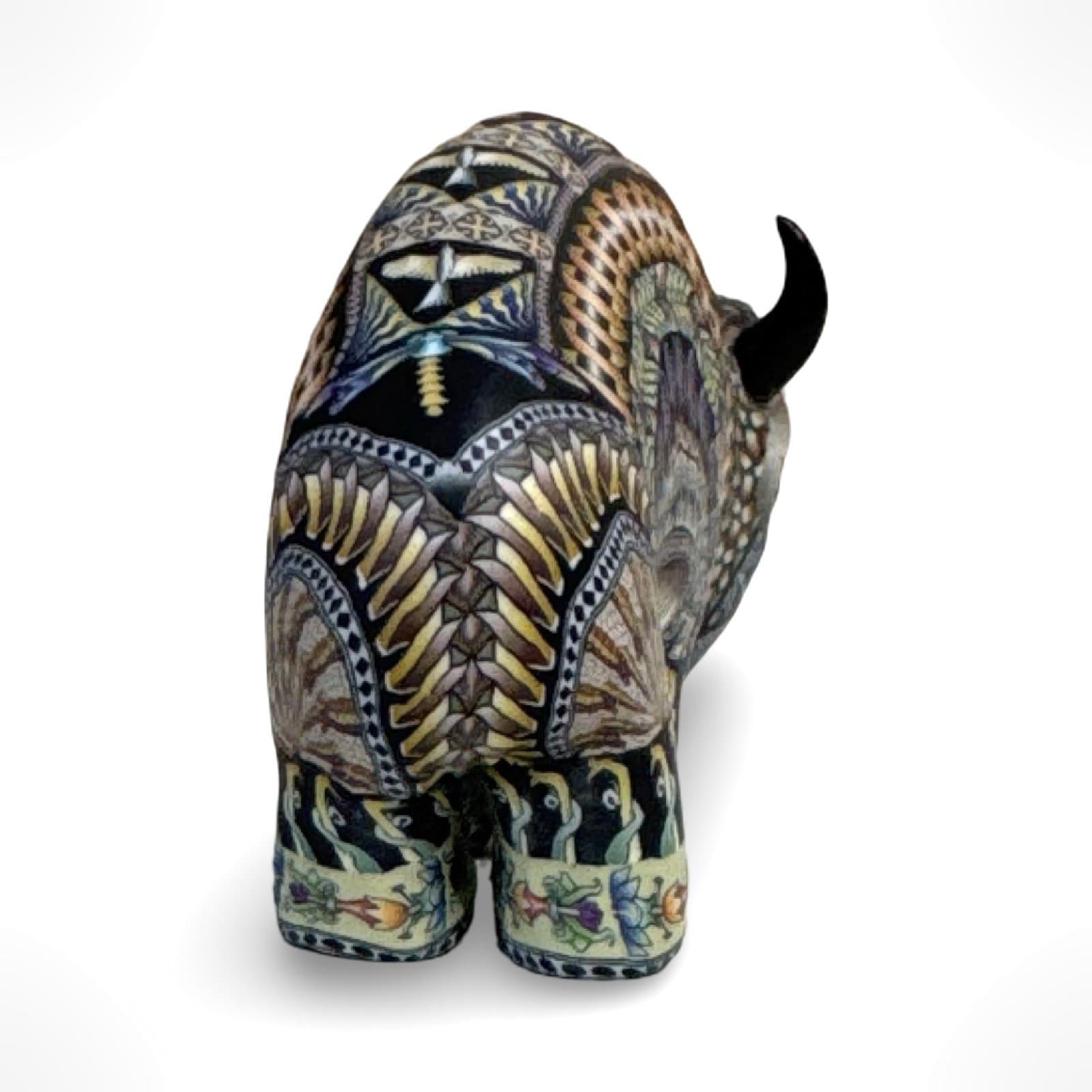Jon Stuart Anderson Hand Made Polymer Clay 3" Bison, Face Cane Signed 2007 - Thumbnail 4