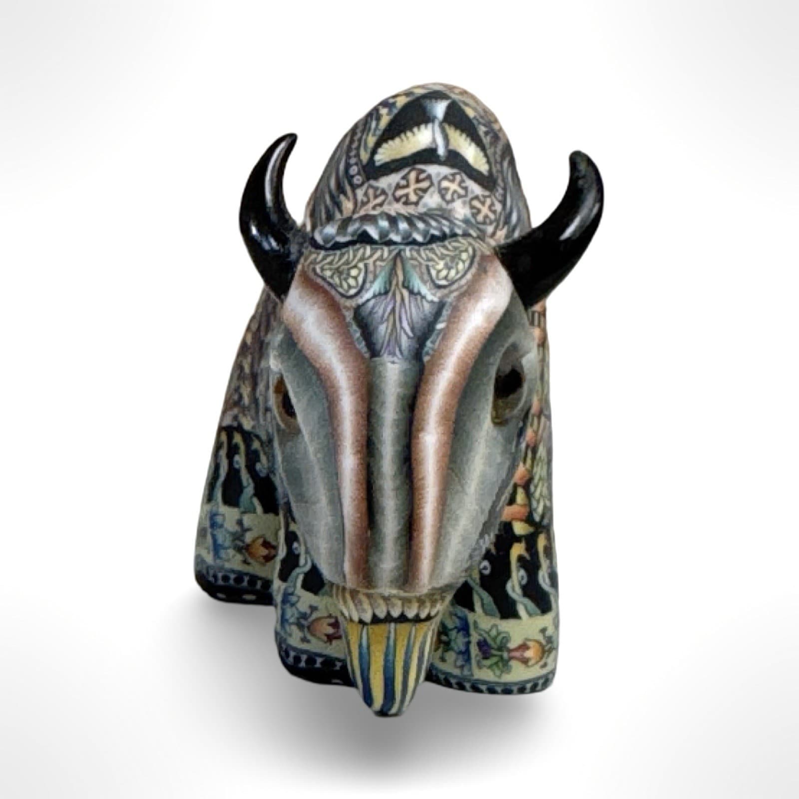 Jon Stuart Anderson Hand Made Polymer Clay 3" Bison, Face Cane Signed 2007 - Thumbnail 2