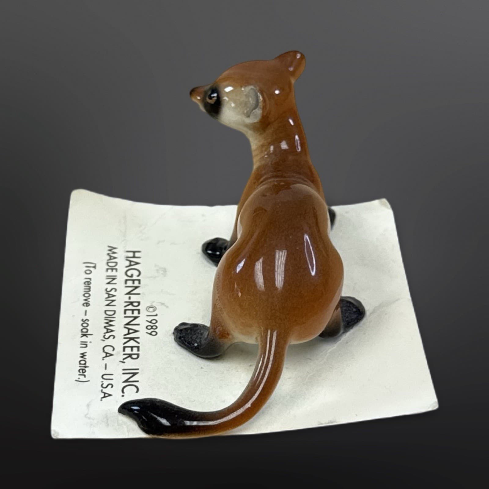 Retired Hagen Renaker Black Footed Ferret On Card 1989 HTF - Thumbnail 5