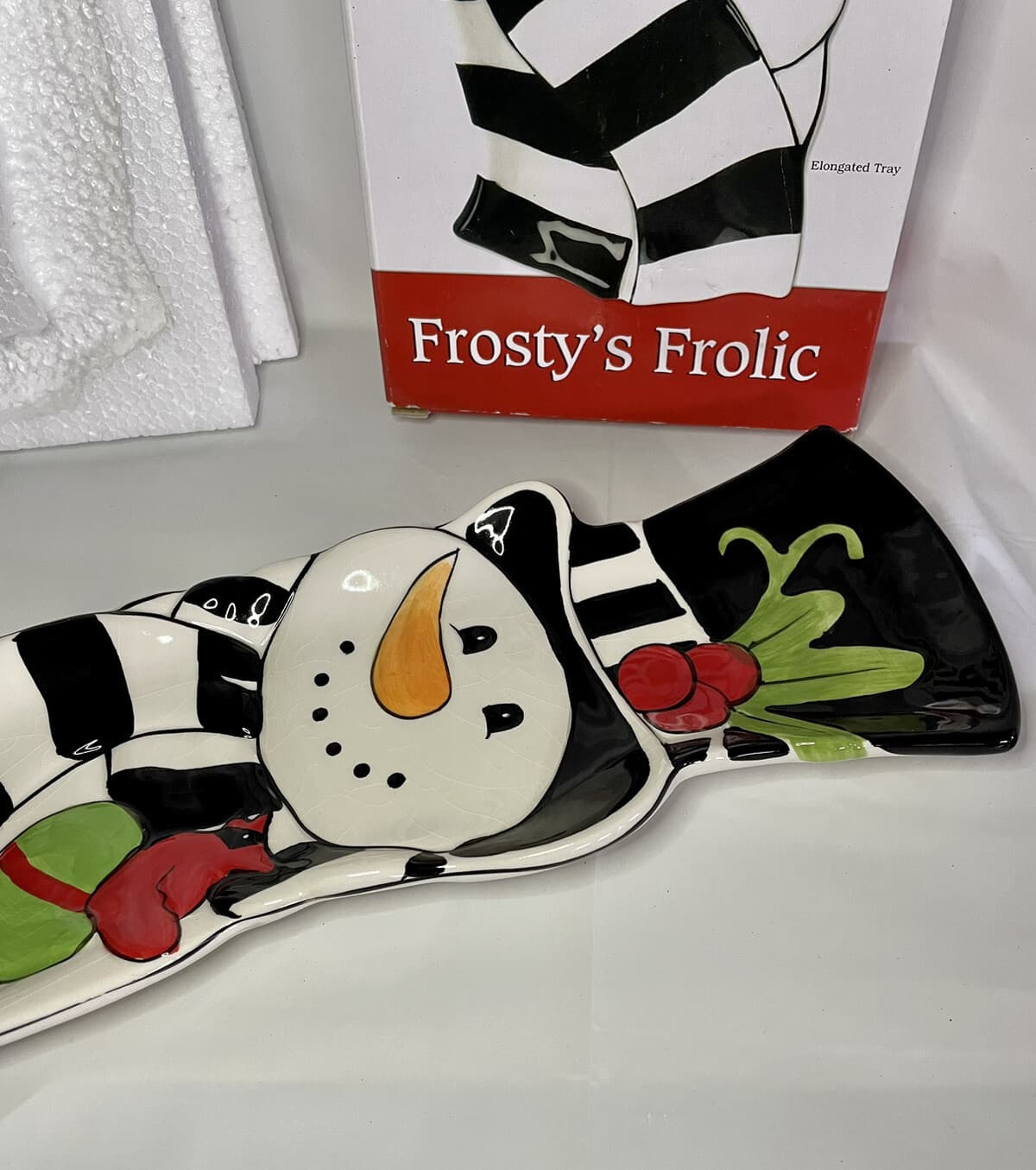 2010 Fitz and Floyd Frosty’s Frolic Christmas Snowman Elongated Serving Tray - Thumbnail 5