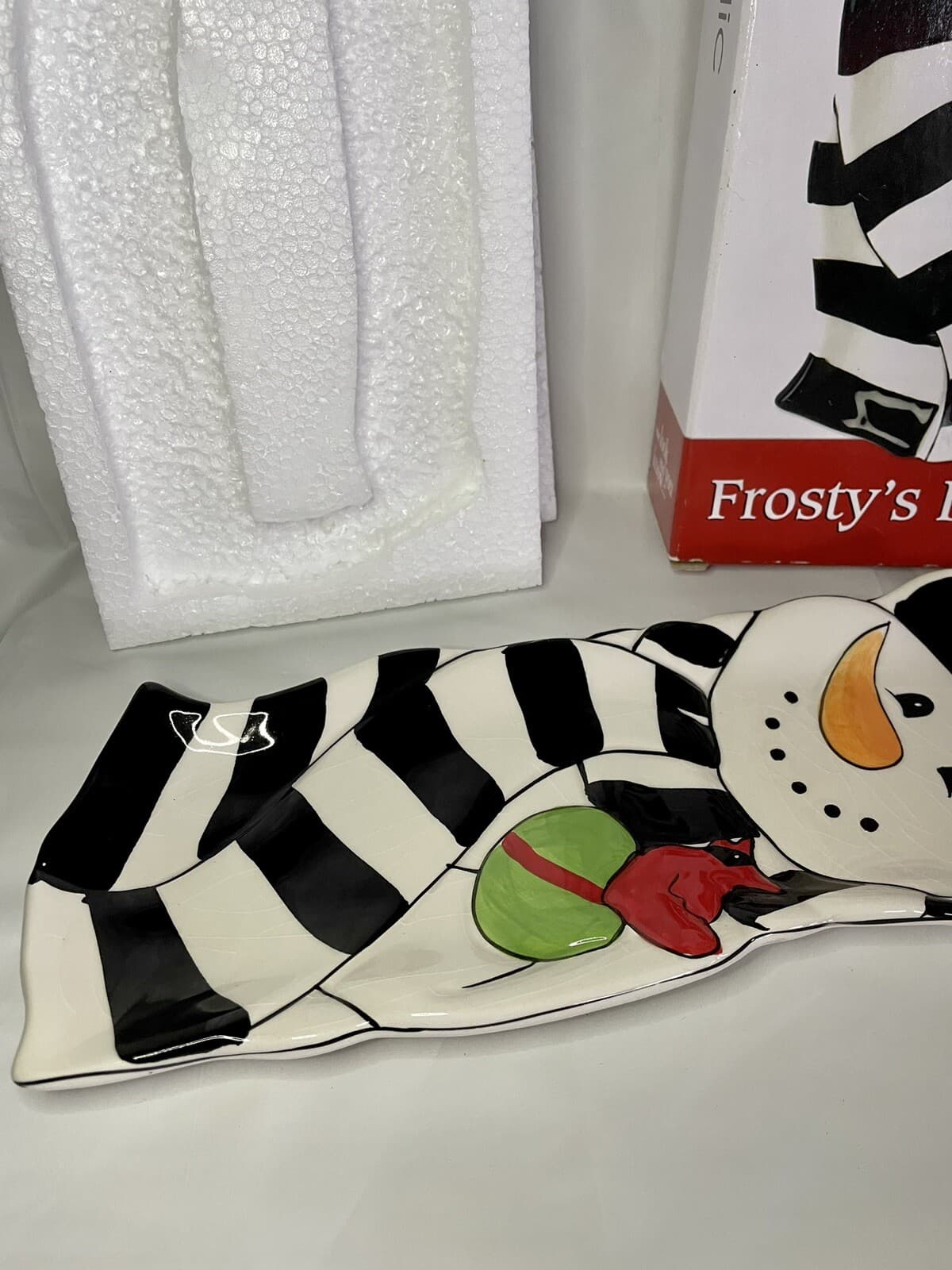 2010 Fitz and Floyd Frosty’s Frolic Christmas Snowman Elongated Serving Tray - Thumbnail 6