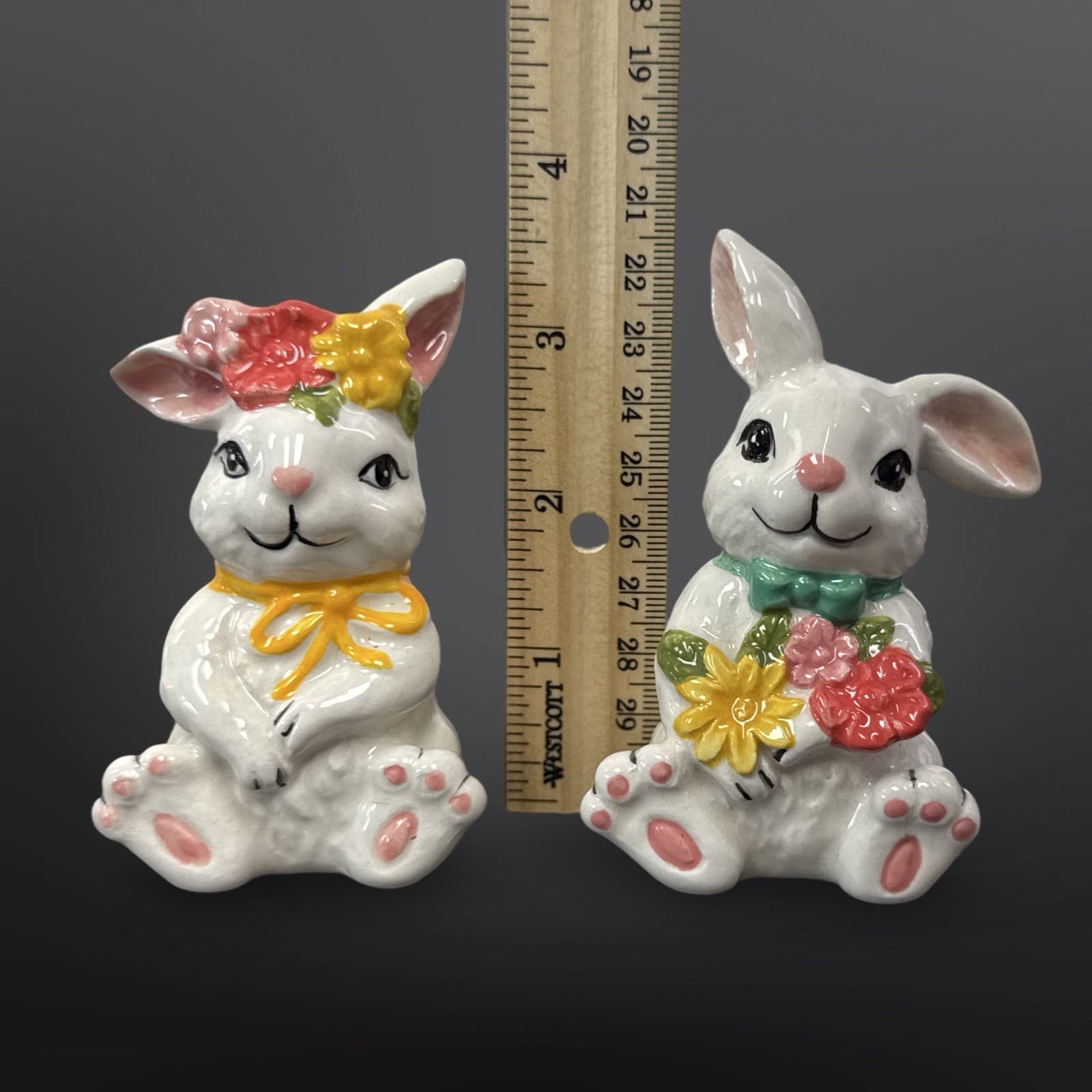 Blue Sky Clayworks Blossom Valley Boy Girl Bunny Salt & Pepper Shakers Set RARE - Thumbnail 10