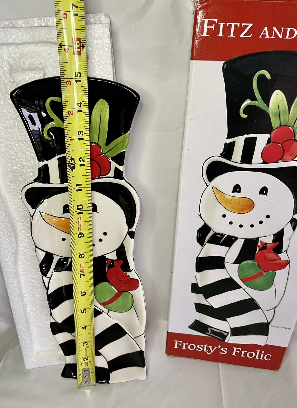 2010 Fitz and Floyd Frosty’s Frolic Christmas Snowman Elongated Serving Tray - Thumbnail 7