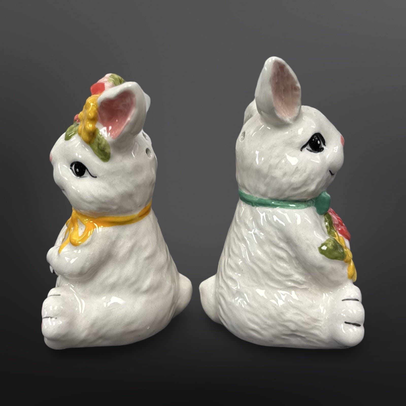 Blue Sky Clayworks Blossom Valley Boy Girl Bunny Salt & Pepper Shakers Set RARE - Thumbnail 6