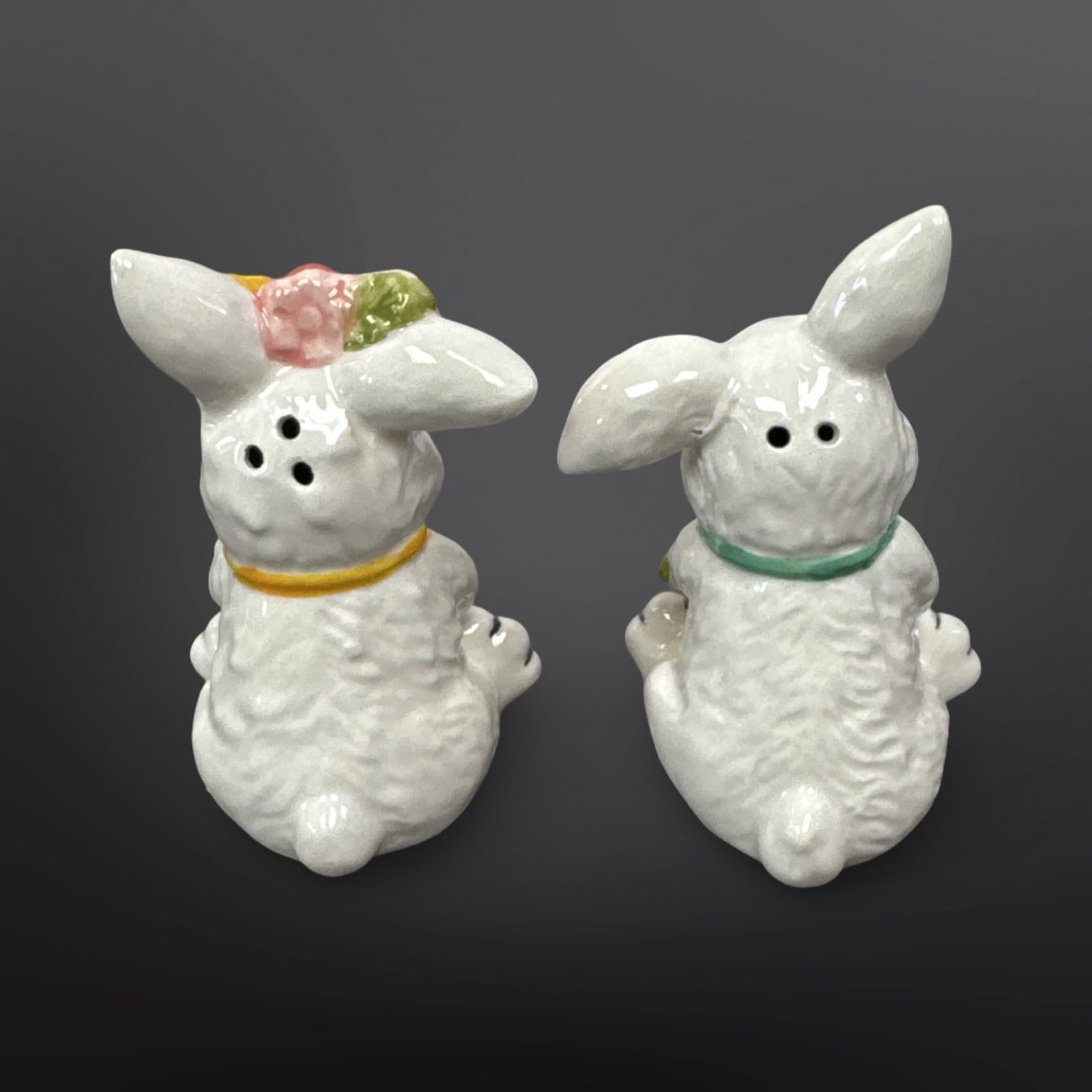 Blue Sky Clayworks Blossom Valley Boy Girl Bunny Salt & Pepper Shakers Set RARE - Thumbnail 5