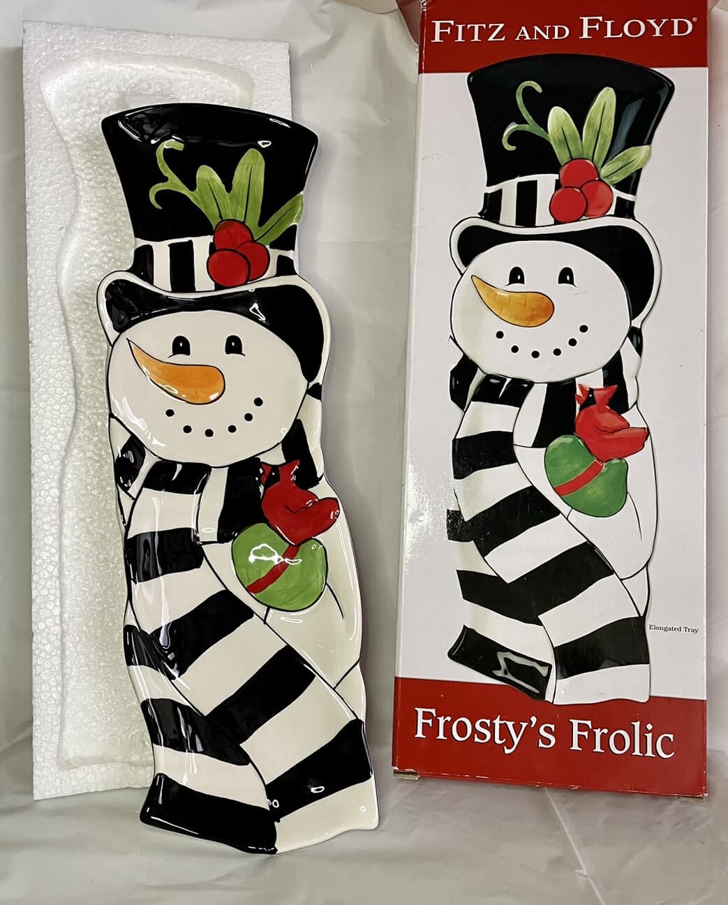 2010 Fitz and Floyd Frosty’s Frolic Christmas Snowman Elongated Serving Tray - Thumbnail 3