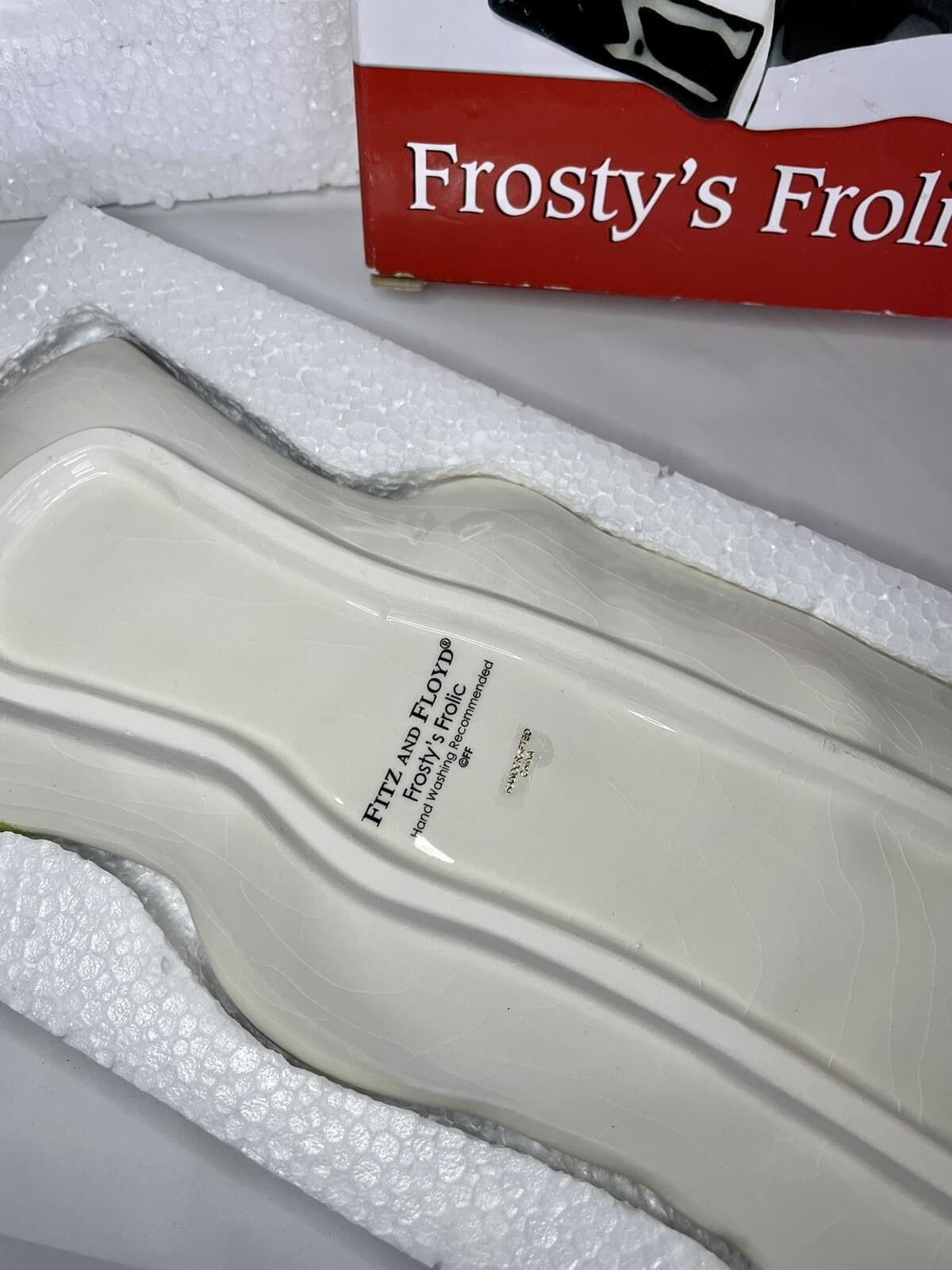2010 Fitz and Floyd Frosty’s Frolic Christmas Snowman Elongated Serving Tray - Thumbnail 2