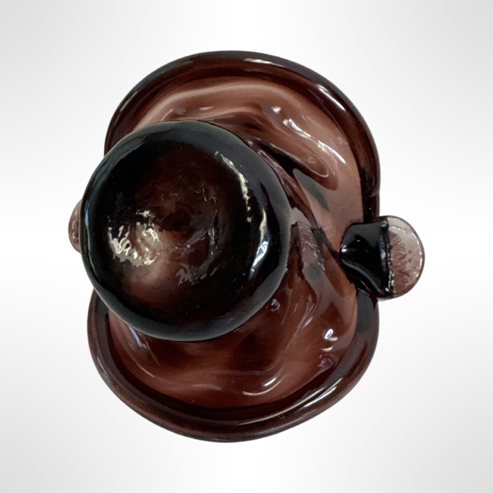 Small Handblown Glass Basket With Applied Handle Mulberry Purple - Thumbnail 5