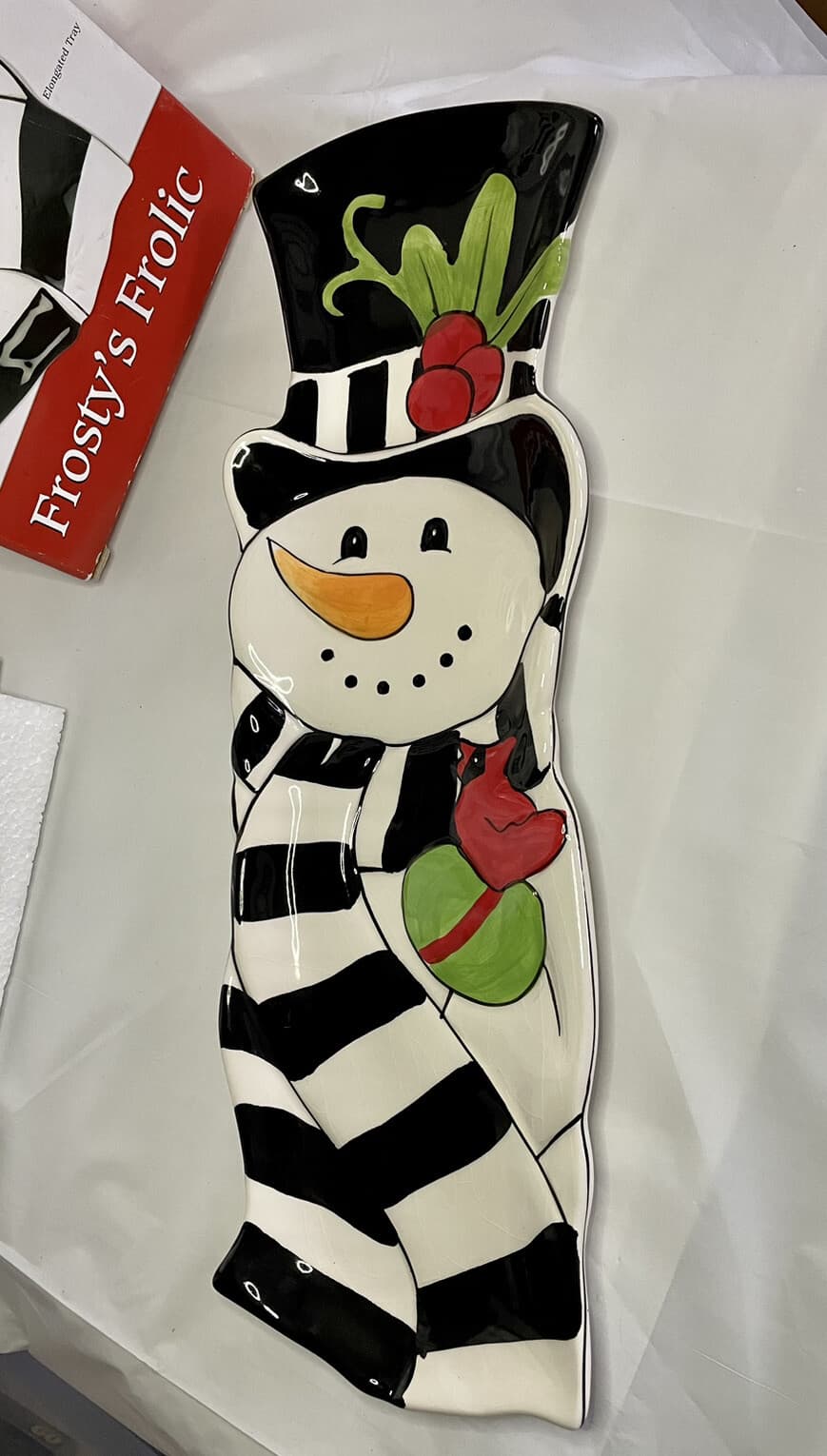 2010 Fitz and Floyd Frosty’s Frolic Christmas Snowman Elongated Serving Tray - Thumbnail 4