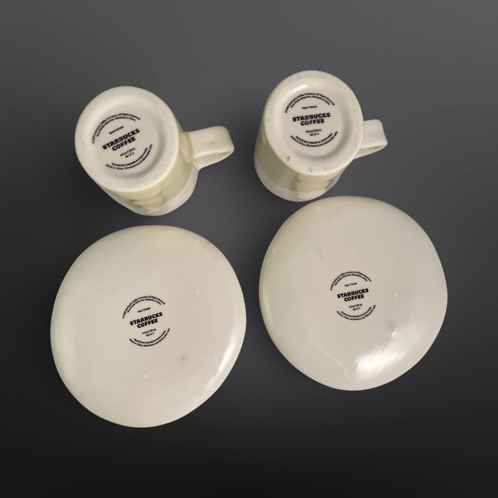 Set of 2 STARBUCKS 2009 Hand-painted Autumn Tree of Life Espresso Cups & Saucers - Thumbnail 6