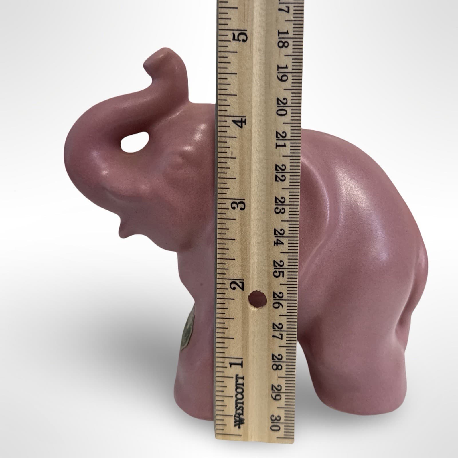 Vintage North Dakota Rosemeade Pottery Standing Elephant Figure Pink Glaze 1950s - Thumbnail 7