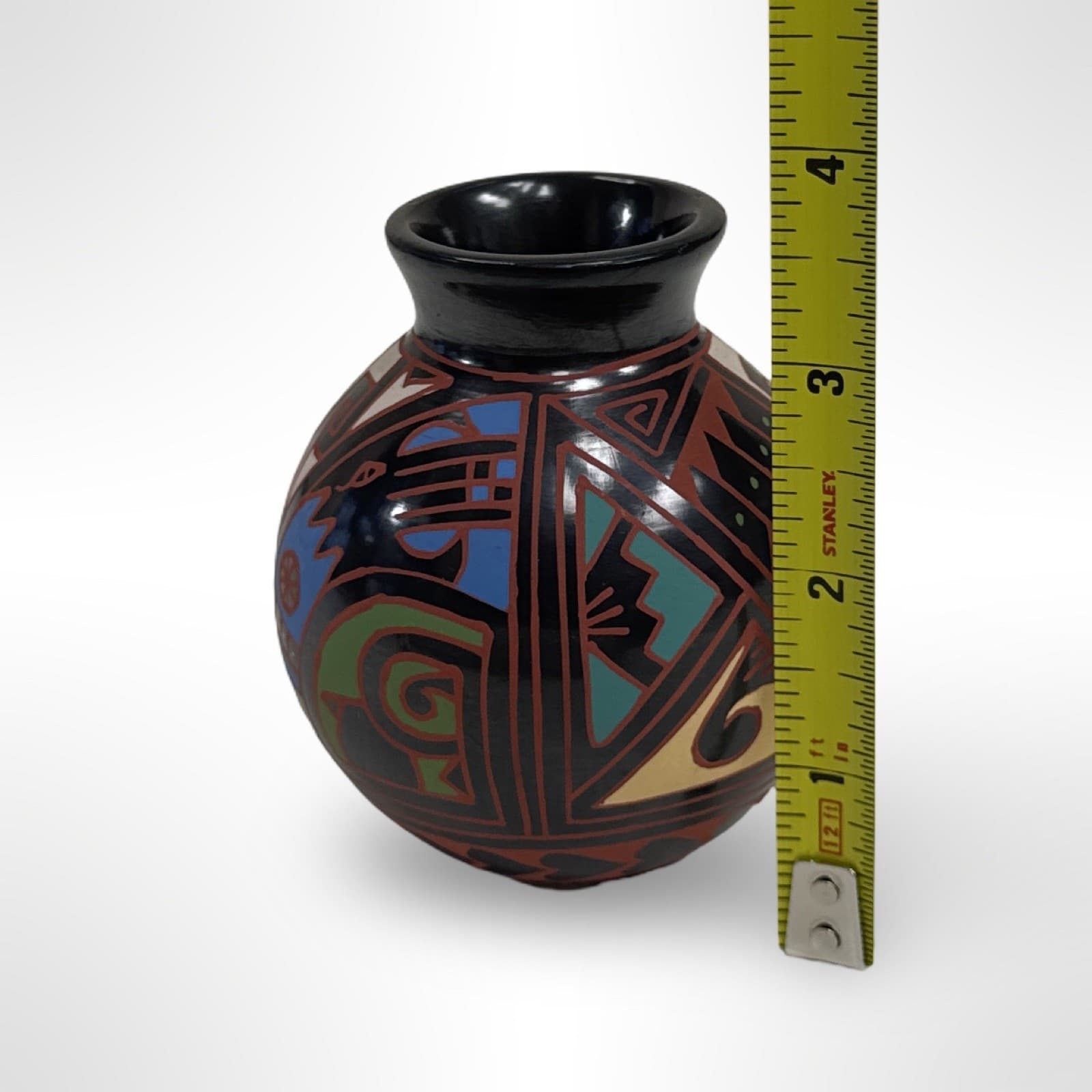 Mata Ortiz Polychrome Mexican Pottery Olla Jar Hand Coiled Signed RRR - Thumbnail 7