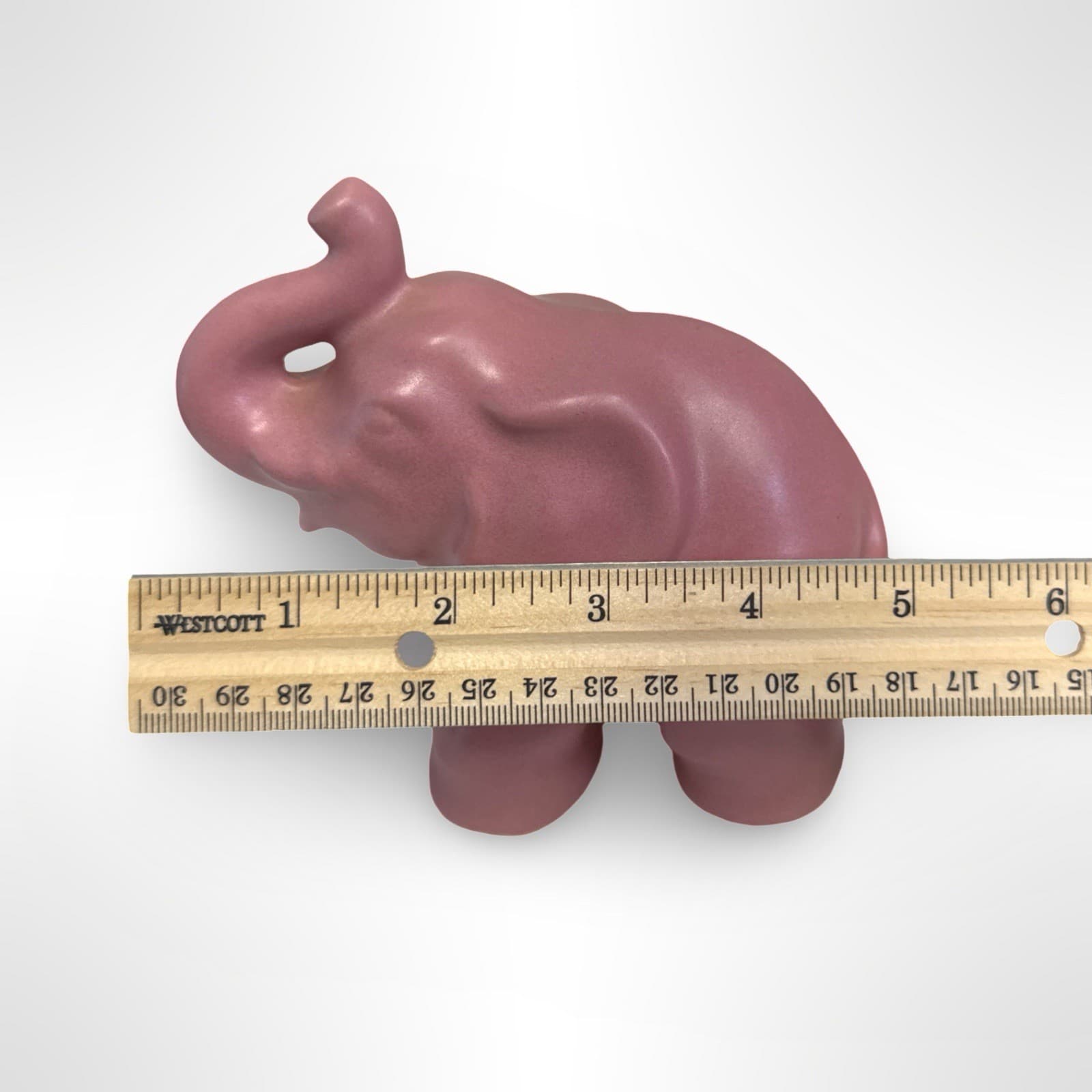 Vintage North Dakota Rosemeade Pottery Standing Elephant Figure Pink Glaze 1950s - Thumbnail 8