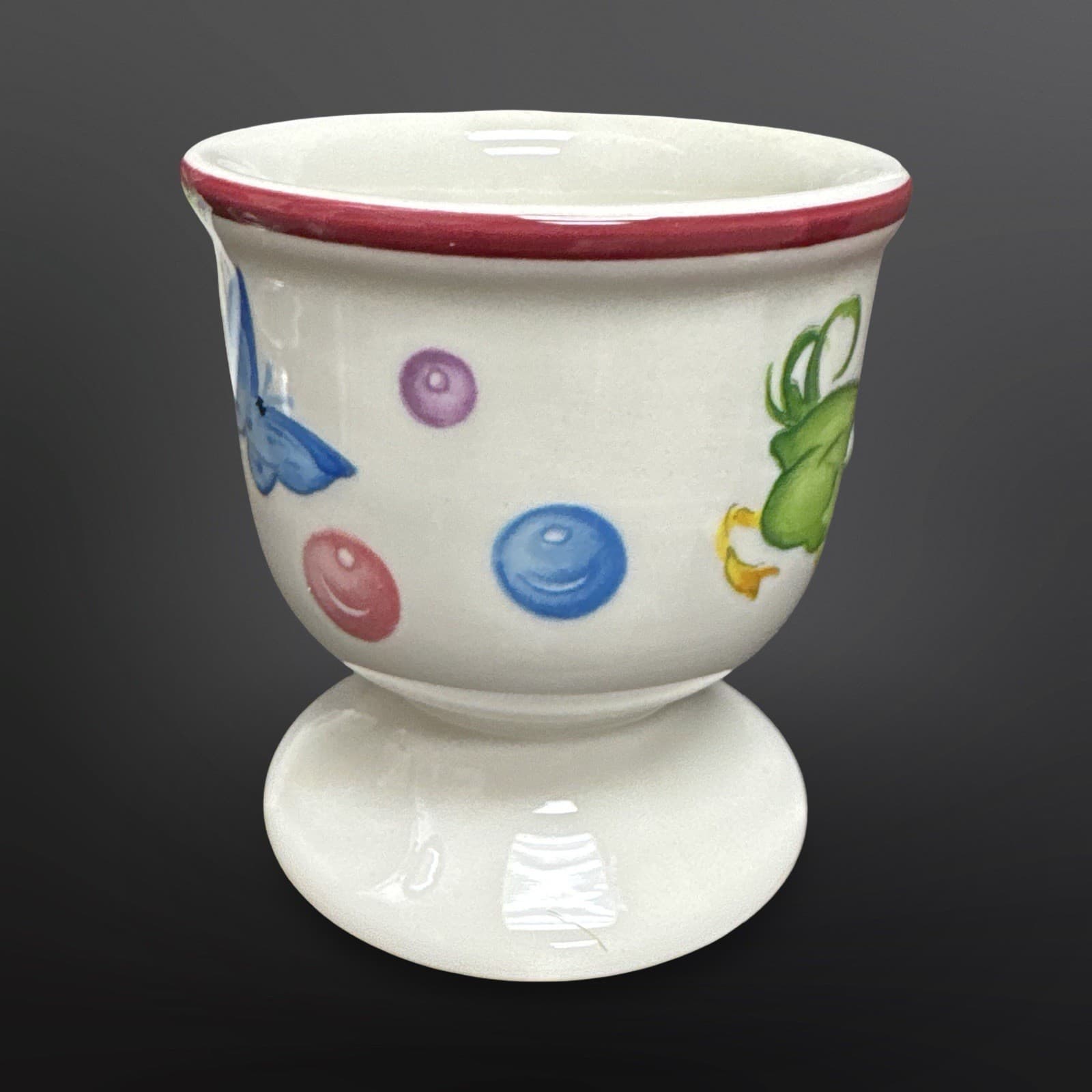 Vintage Villeroy & Boch Luxembourg Porcelain Egg Cup Chick Goose Butterfly Frog - Thumbnail 2