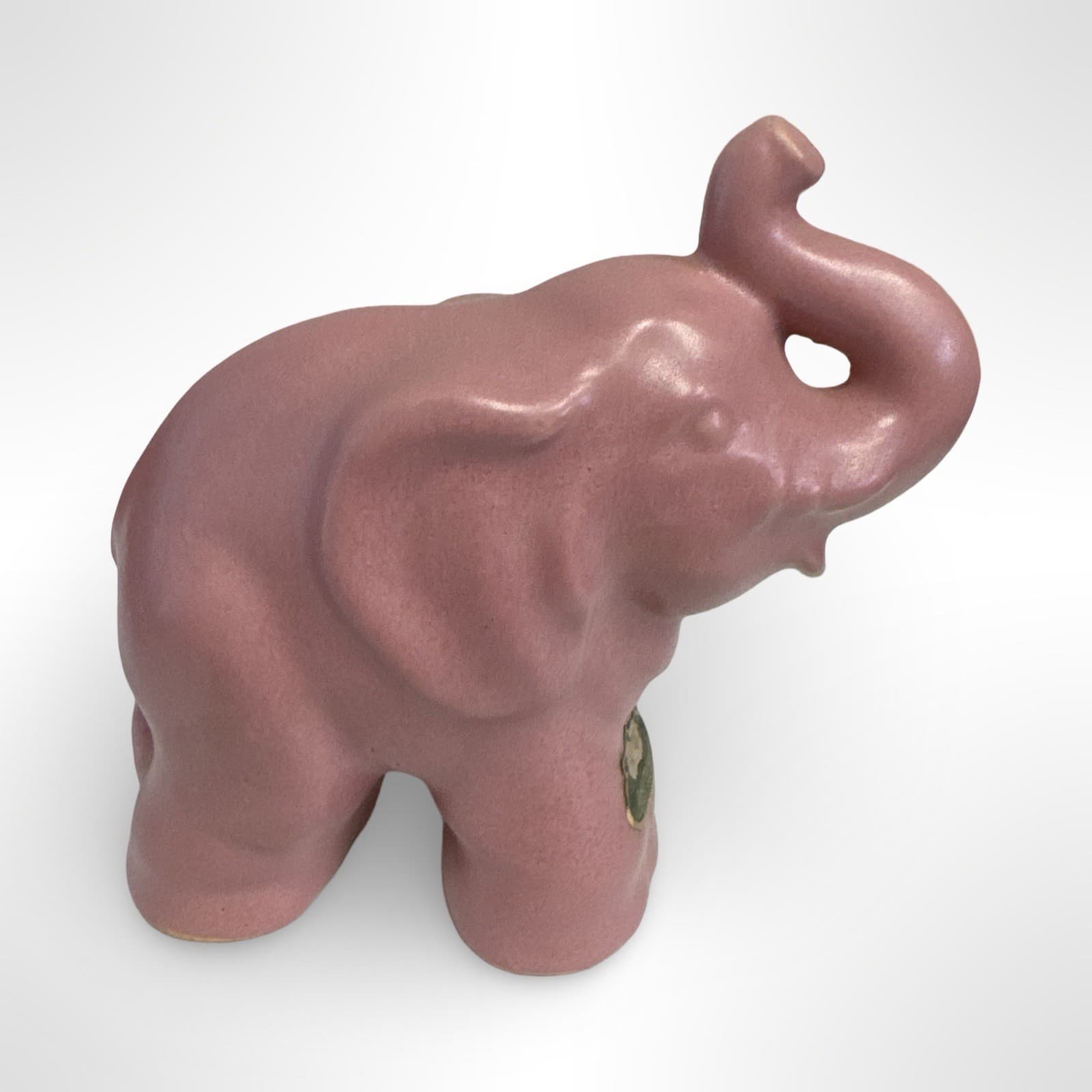 Vintage North Dakota Rosemeade Pottery Standing Elephant Figure Pink Glaze 1950s - Thumbnail 3