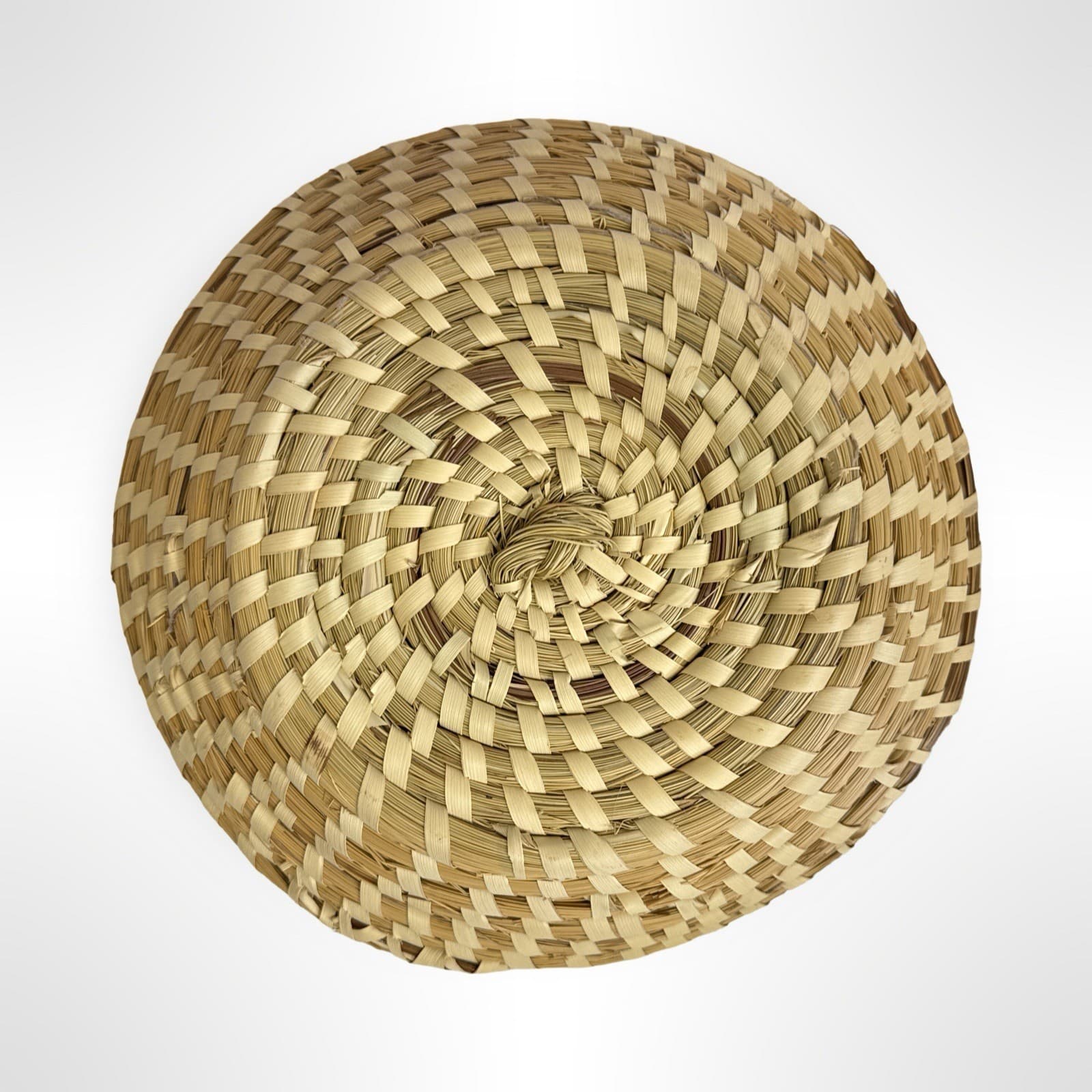 Handmade South Carolina Sweetgrass & Pine Needles Gullah Basket Bowl 9” Round - Thumbnail 5