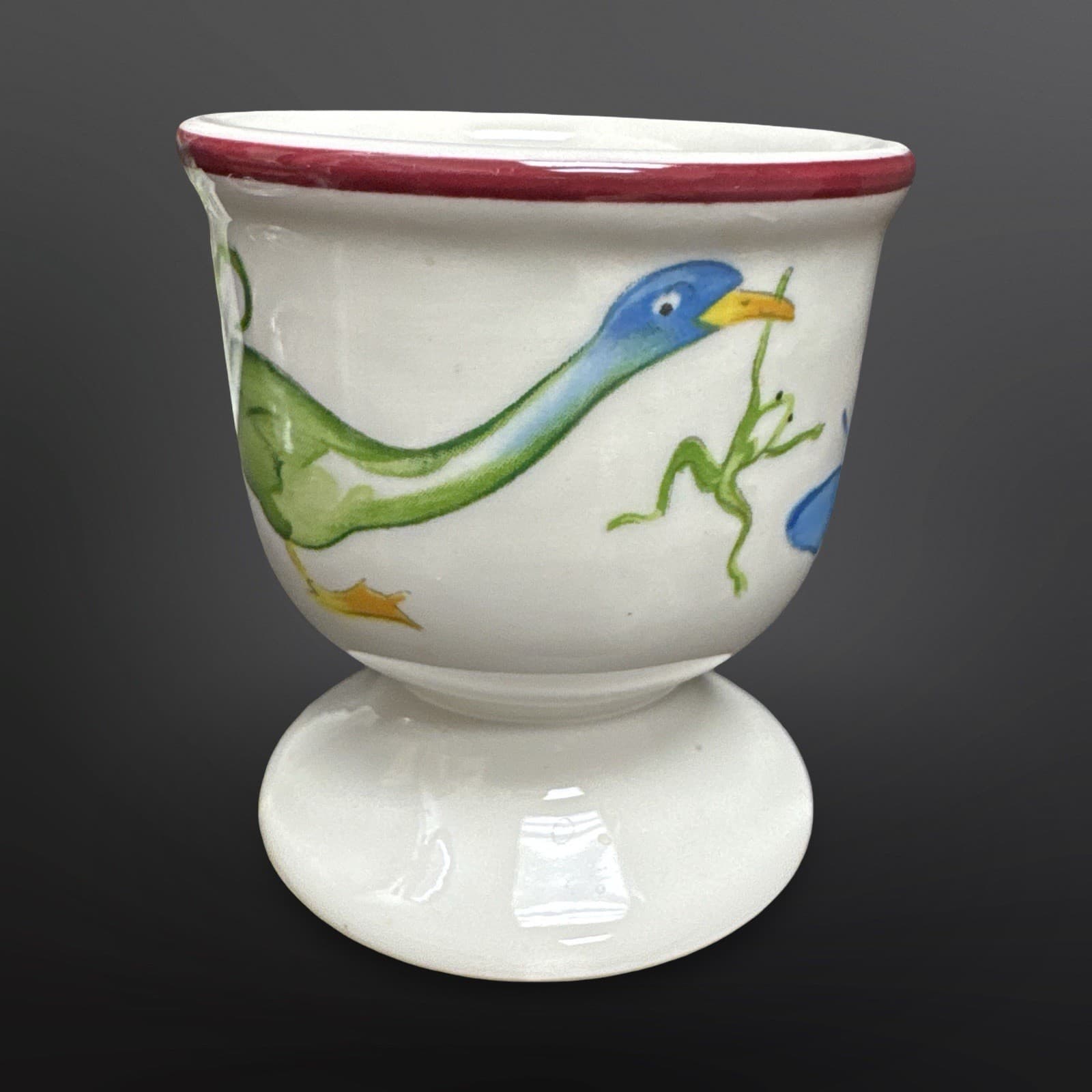 Vintage Villeroy & Boch Luxembourg Porcelain Egg Cup Chick Goose Butterfly Frog - Thumbnail 3